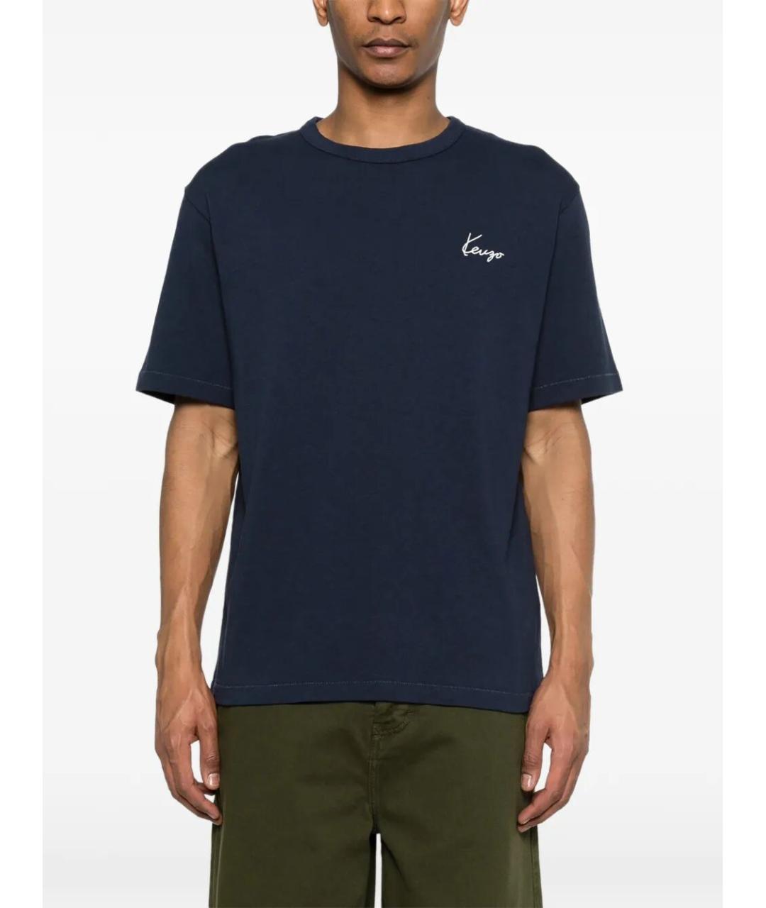 KENZO Синяя хлопковая футболка, фото 4