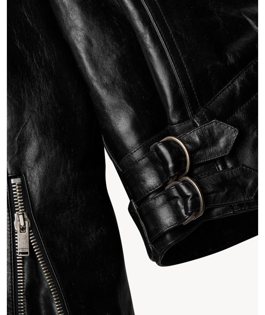 SAINT LAURENT Черная кожаная куртка, фото 3