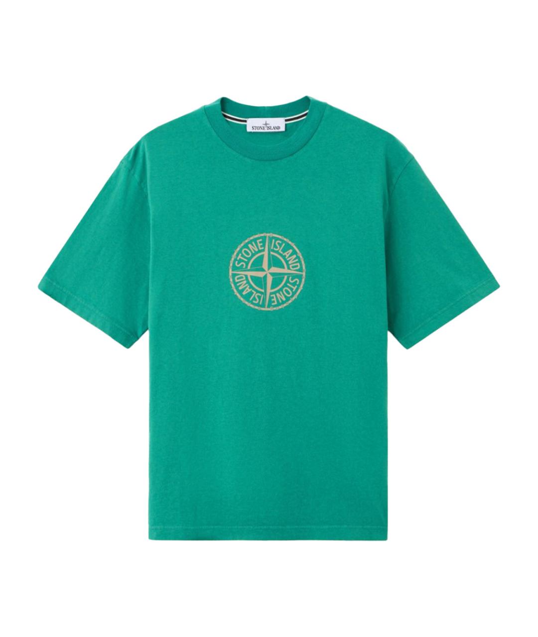 STONE ISLAND Зеленая хлопковая футболка, фото 1