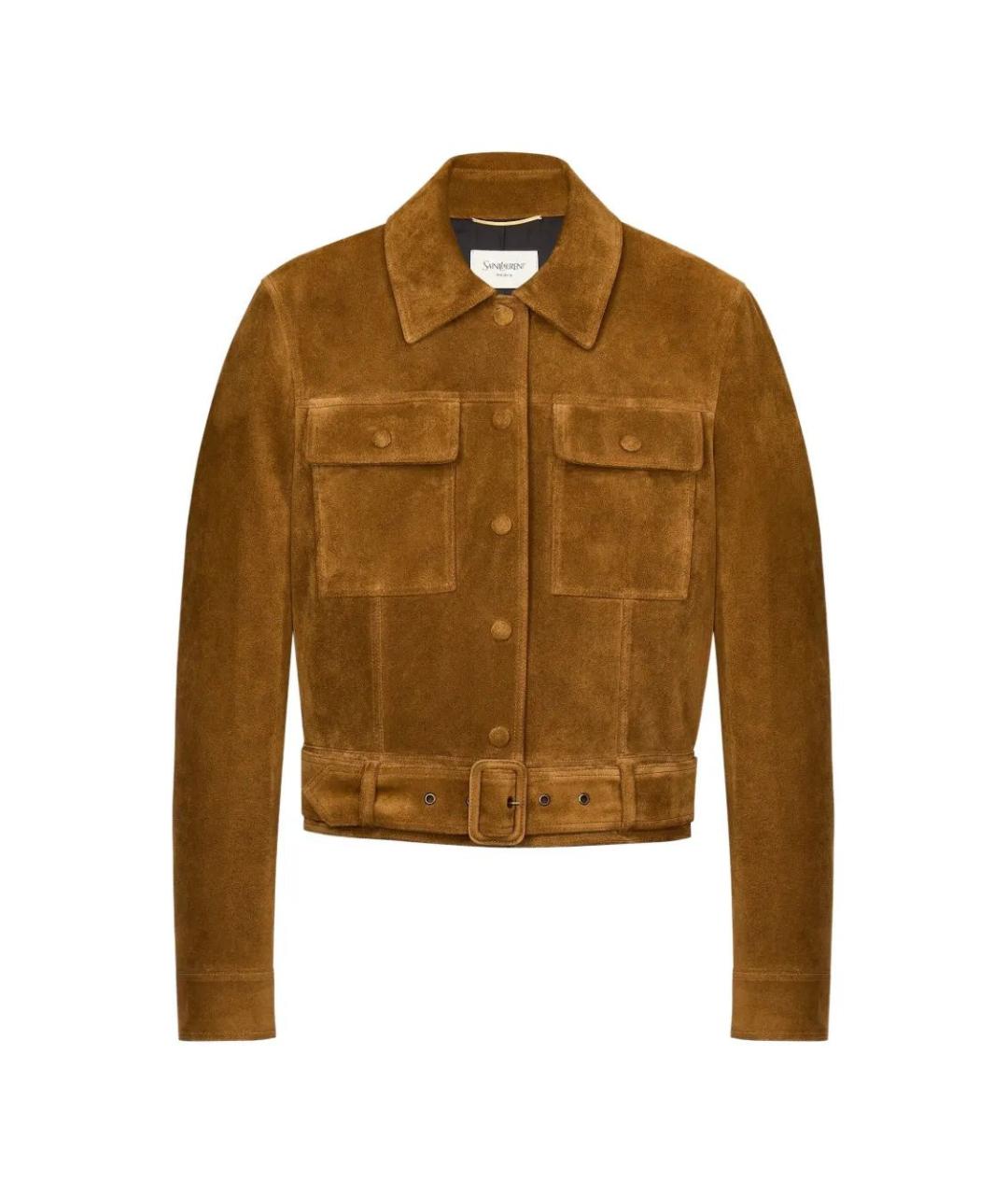 SAINT LAURENT Коричневая замшевая куртка, фото 1