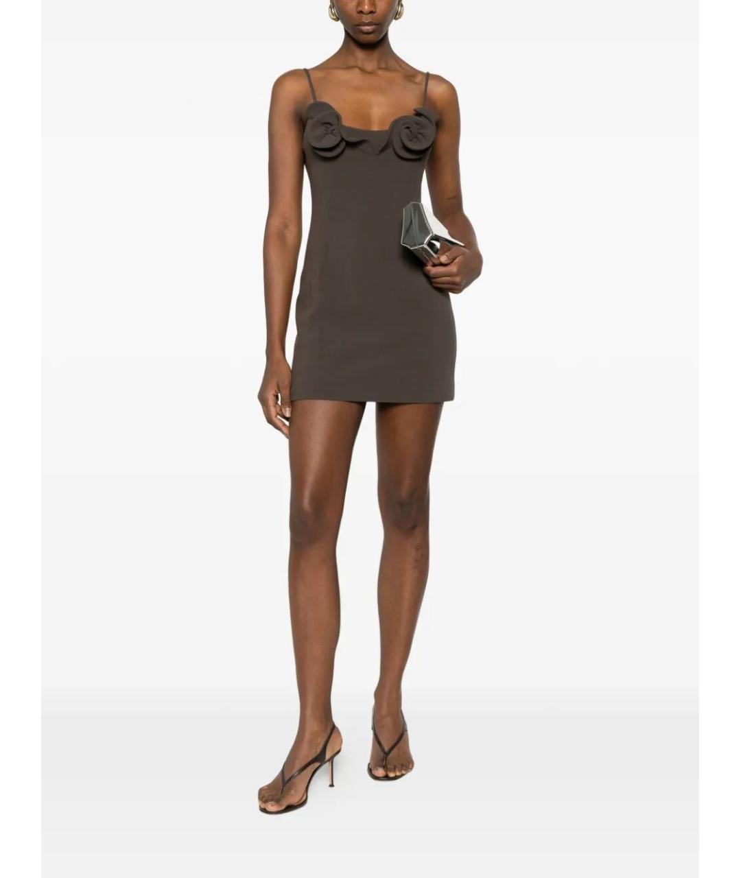 MAGDA BUTRYM Коричневое шерстяное вечернее платье, фото 5