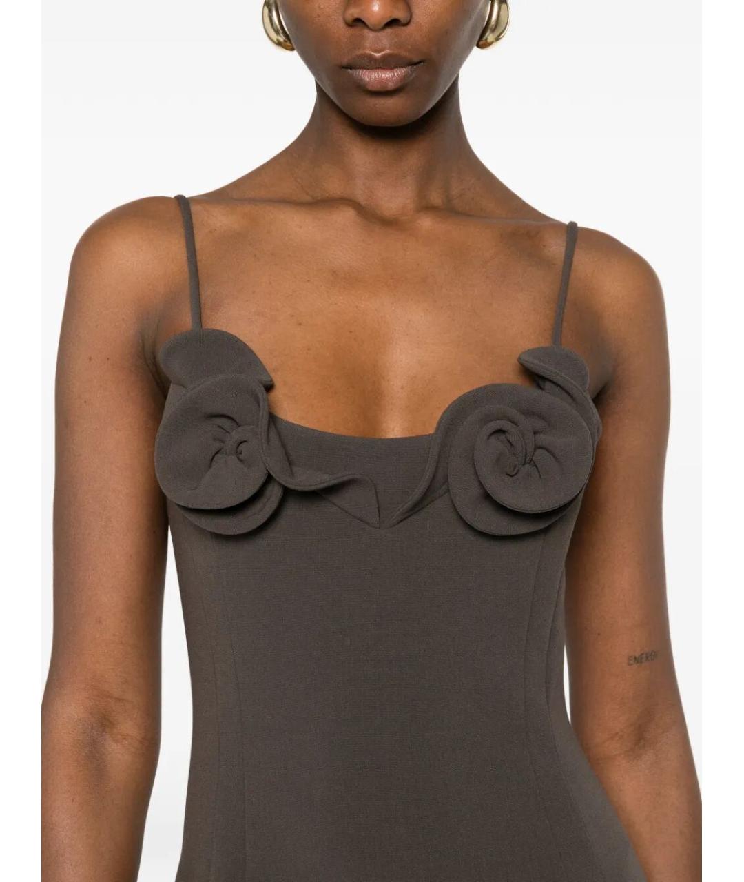 MAGDA BUTRYM Коричневое шерстяное вечернее платье, фото 3