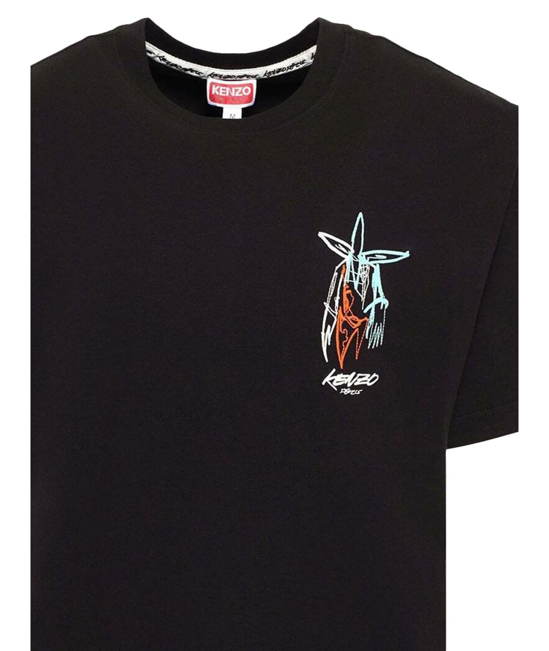 KENZO Черная хлопковая футболка, фото 2