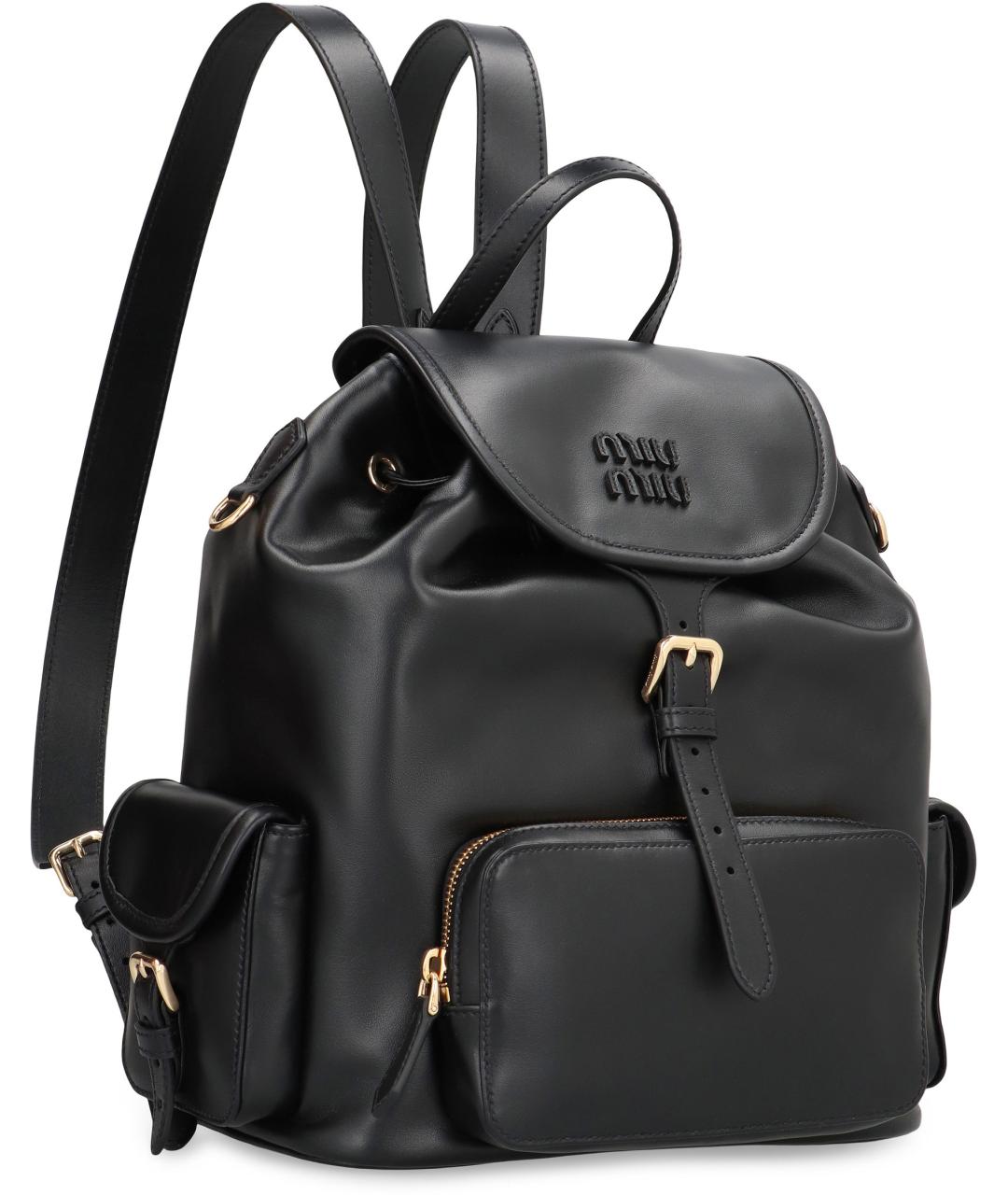 MIU MIU Черный кожаный рюкзак, фото 2