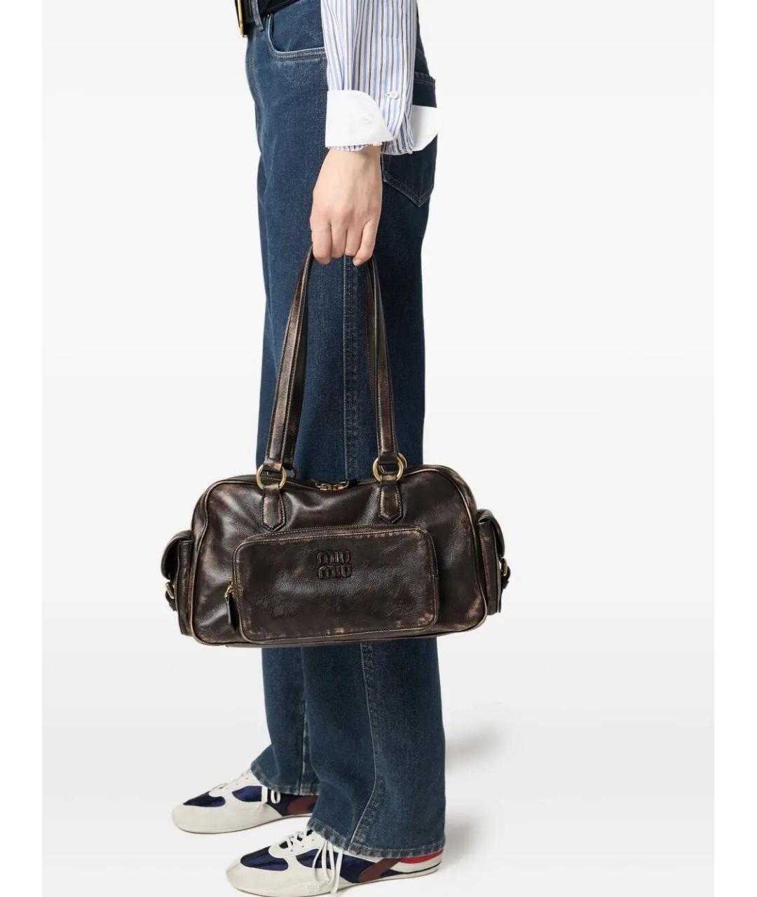 MIU MIU Коричневая кожаная сумка через плечо, фото 3