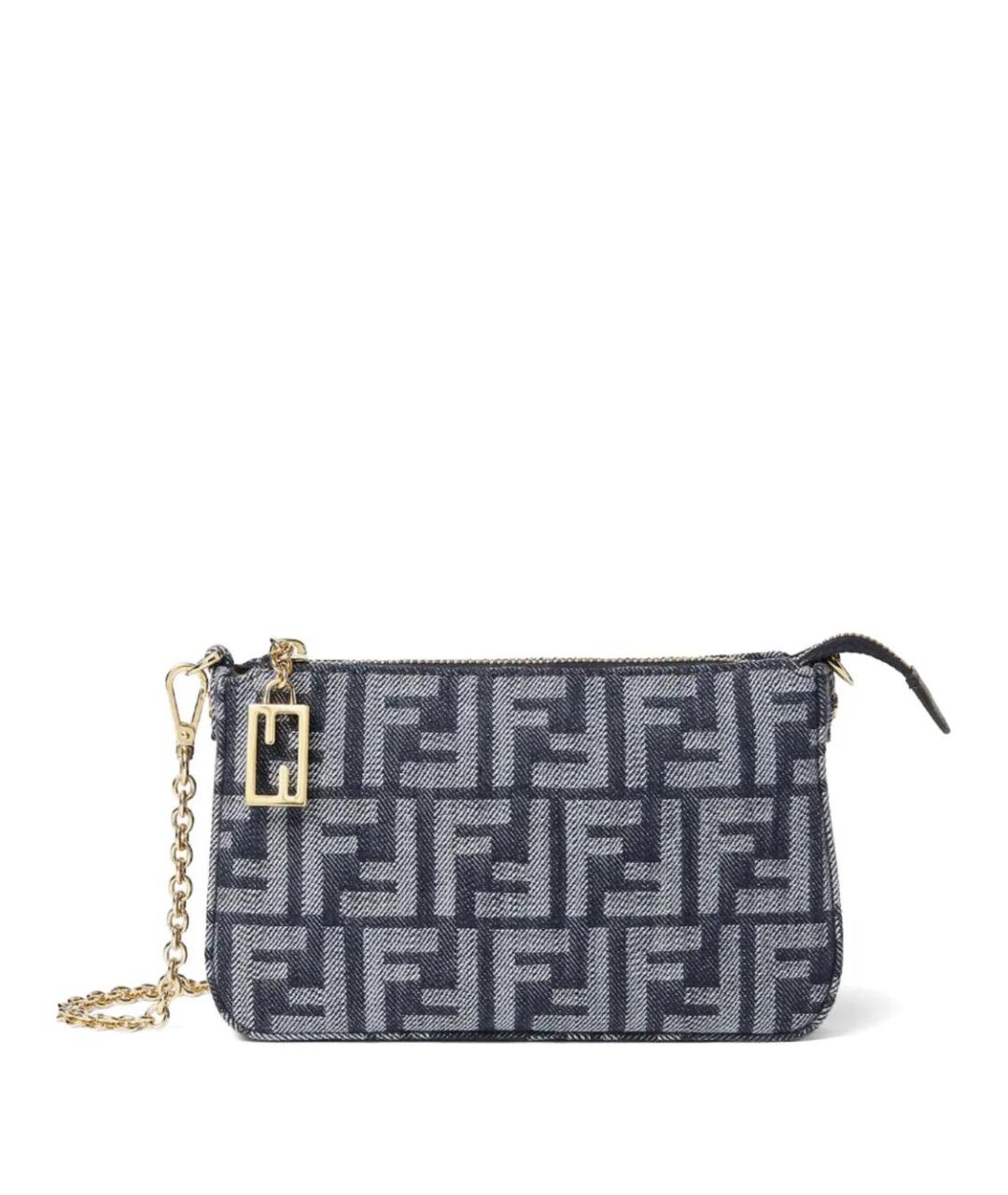 FENDI Синяя хлопковая сумка с короткими ручками, фото 1