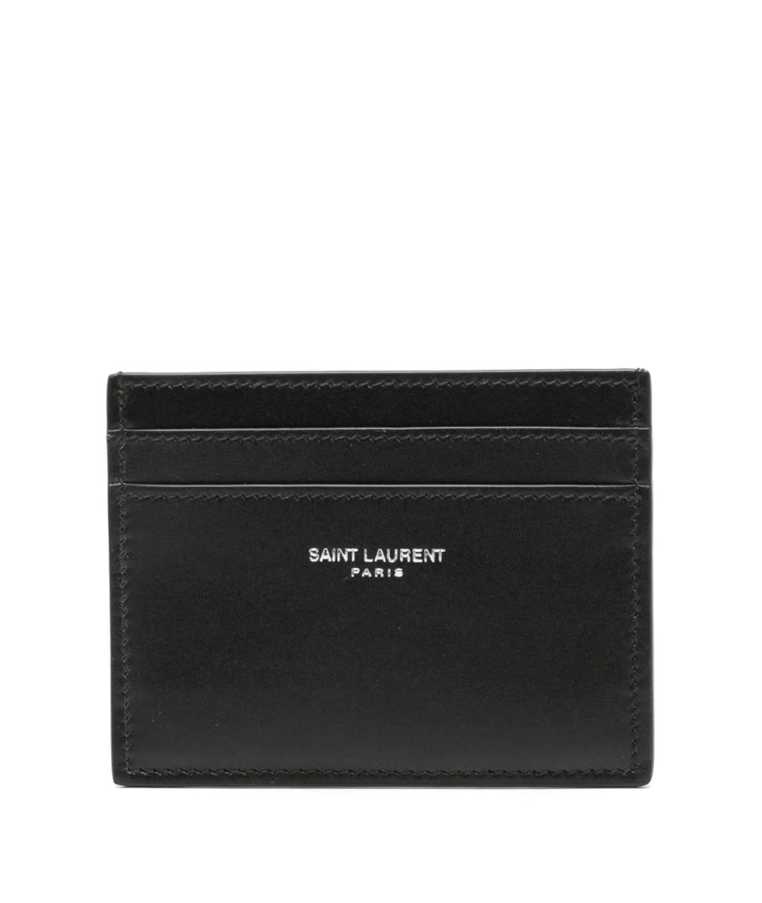 SAINT LAURENT Черный кожаный кардхолдер, фото 1