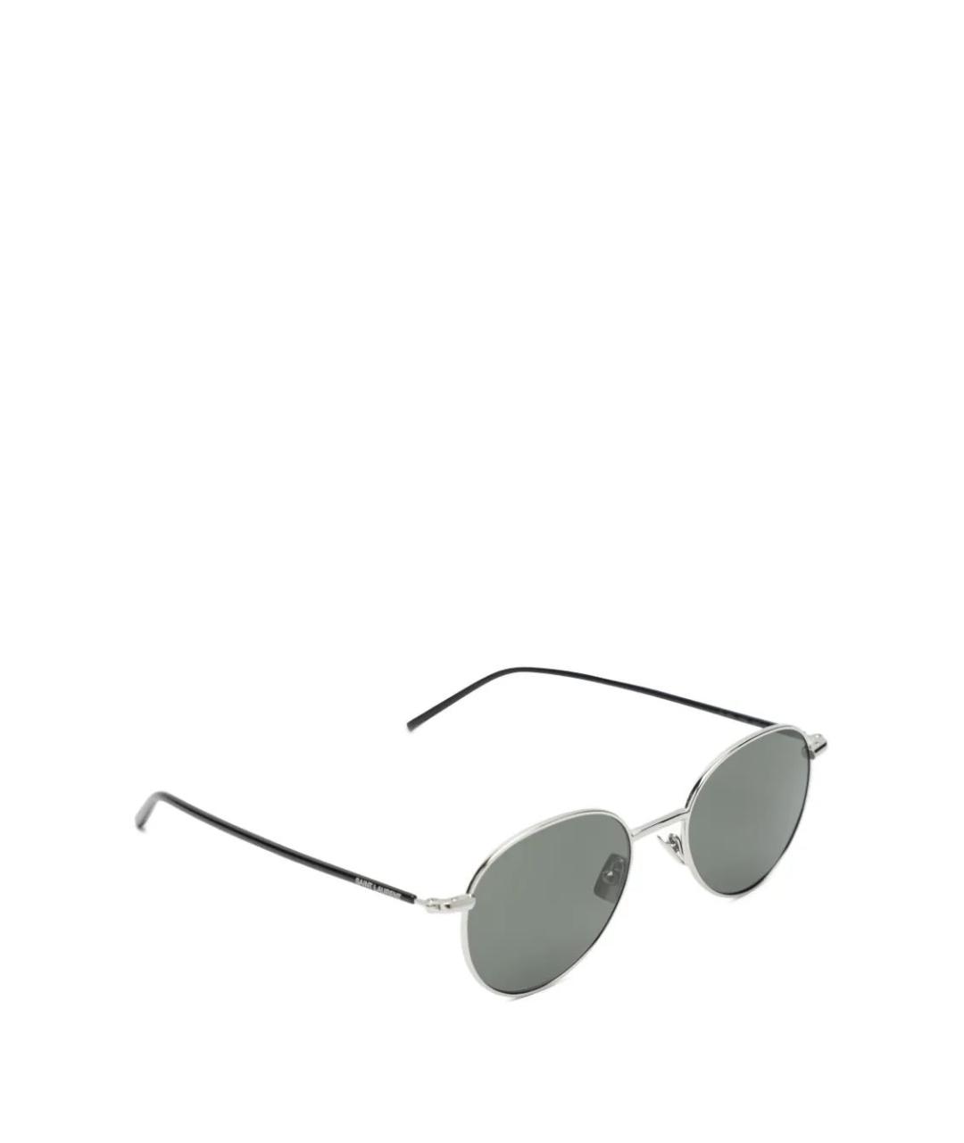 SAINT LAURENT Серые металлические солнцезащитные очки, фото 2