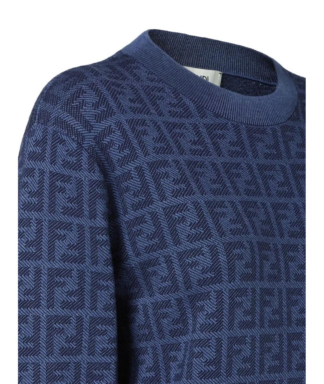 FENDI Синий шерстяной джемпер / свитер, фото 3