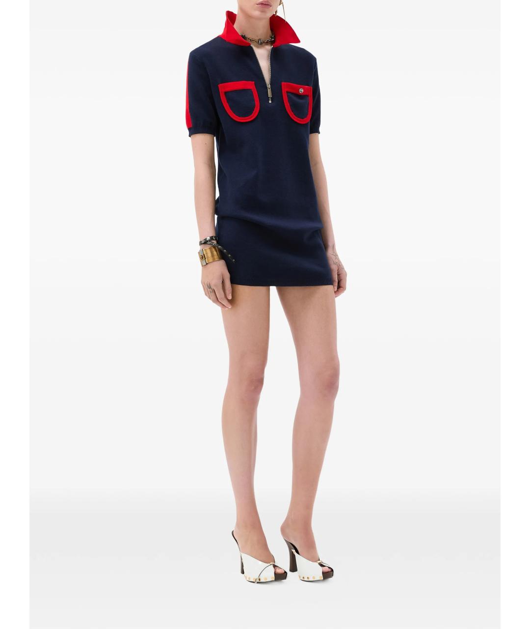 VERSACE Темно-синее хлопковое повседневное платье, фото 2