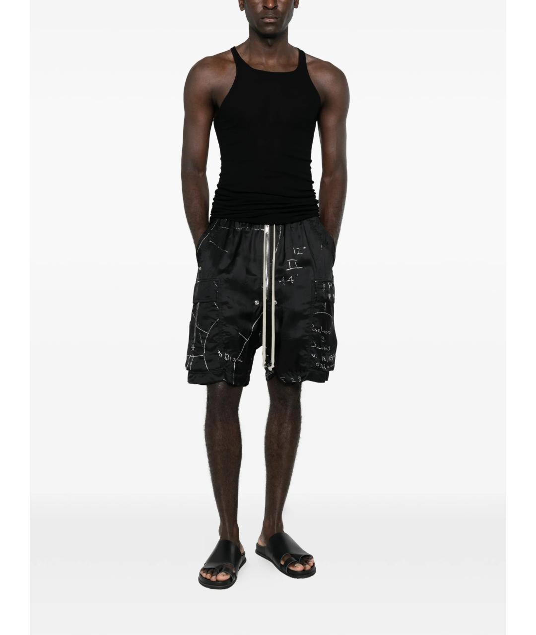 RICK OWENS Черные вискозные шорты, фото 2