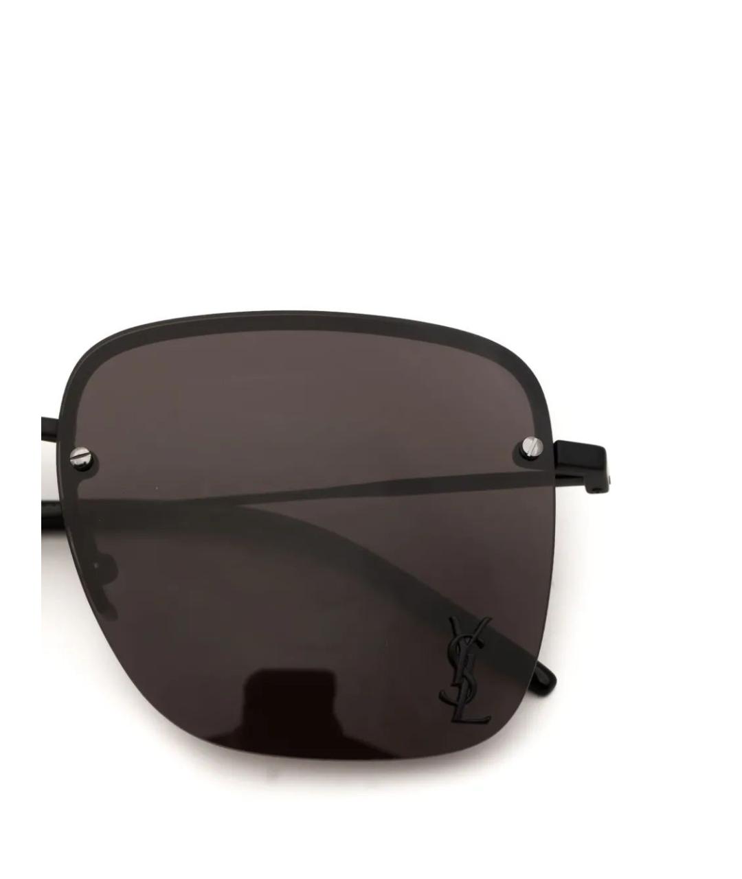 SAINT LAURENT Черные металлические солнцезащитные очки, фото 3