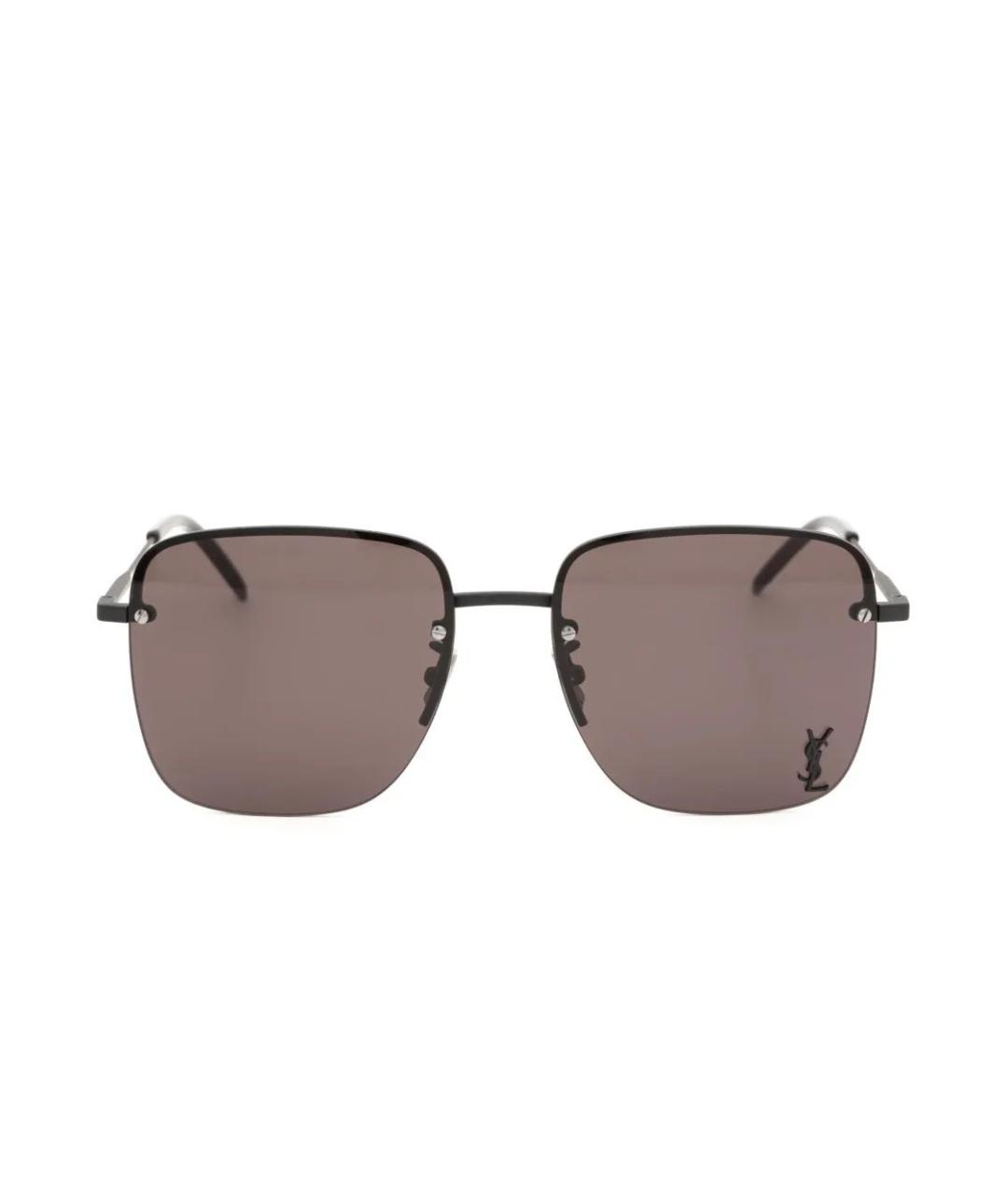 SAINT LAURENT Черные металлические солнцезащитные очки, фото 1