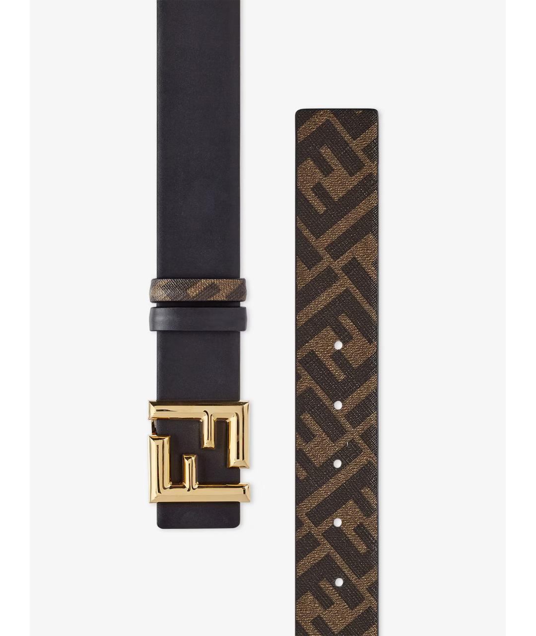 FENDI Черный кожаный ремень, фото 3