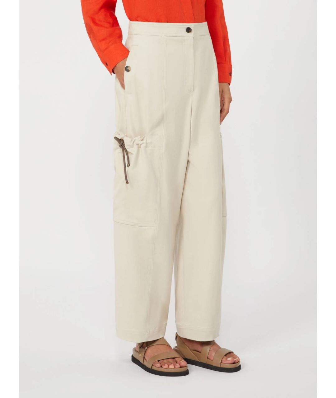 MAX MARA Бежевые хлопковые прямые брюки, фото 2