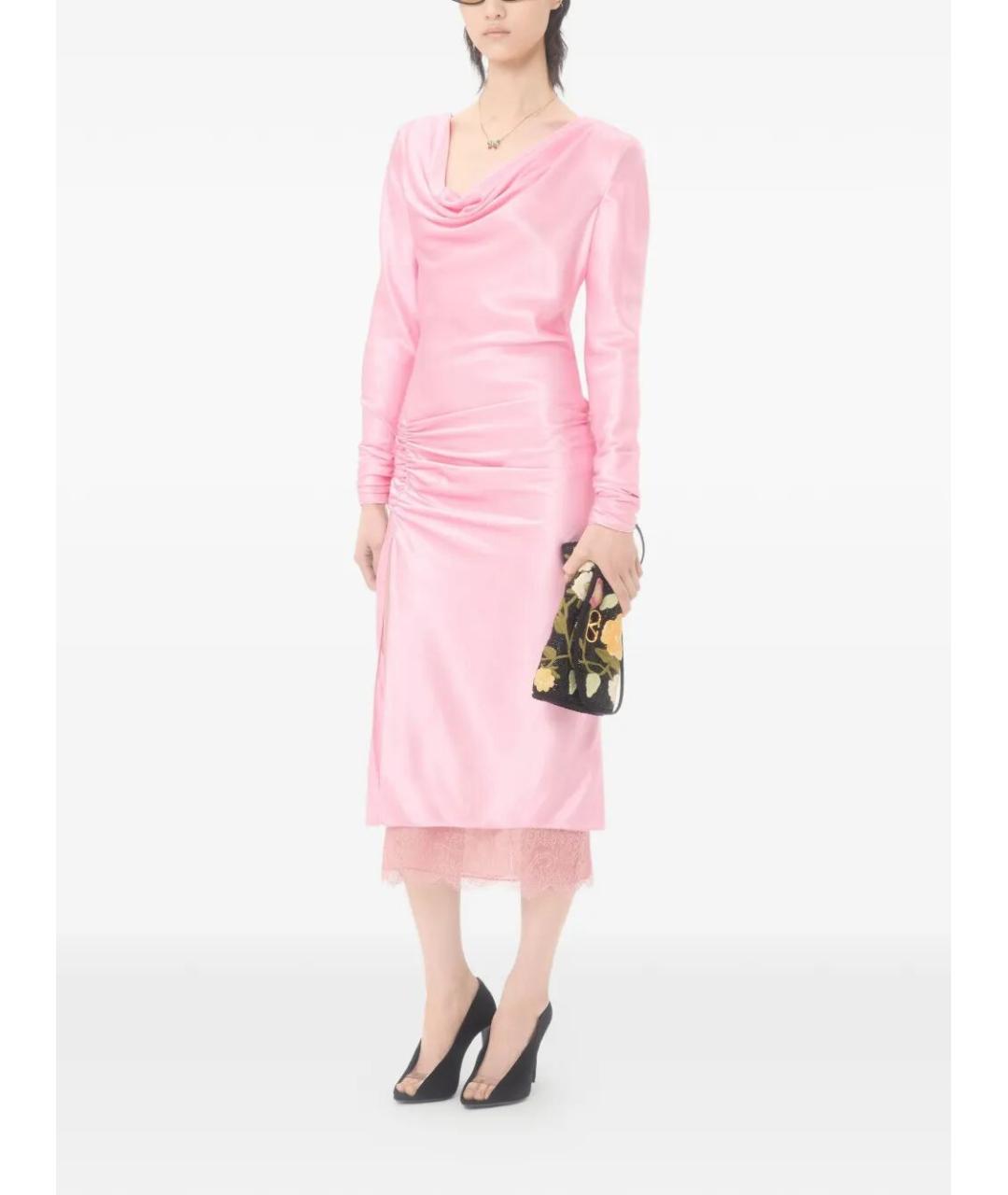 VALENTINO Розовое шелковое повседневное платье, фото 2