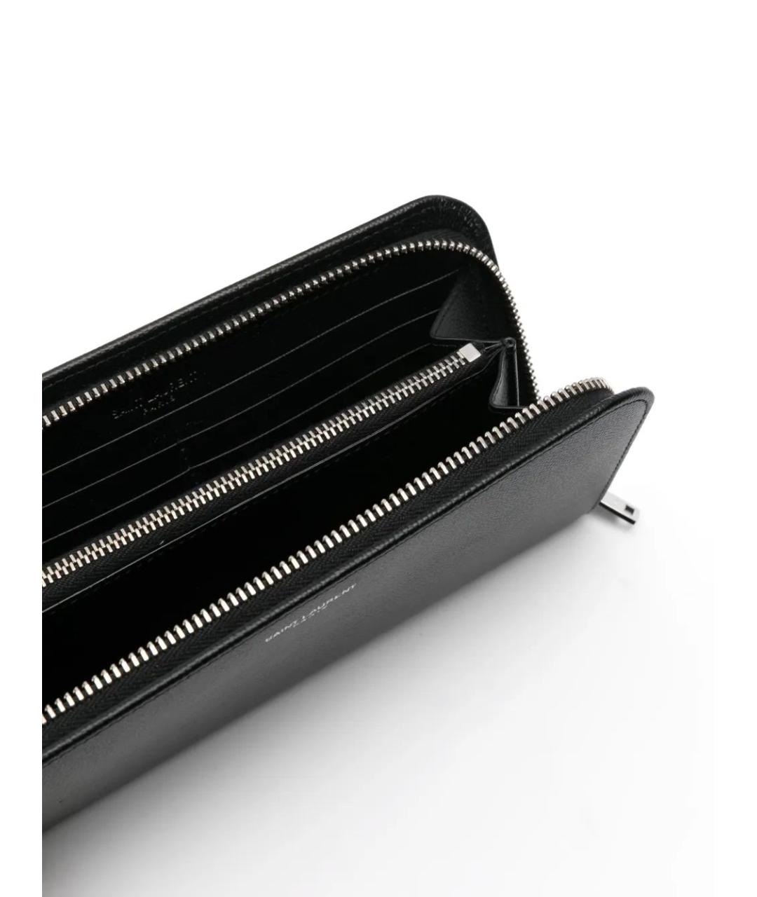 SAINT LAURENT Черный кожаный кошелек, фото 3