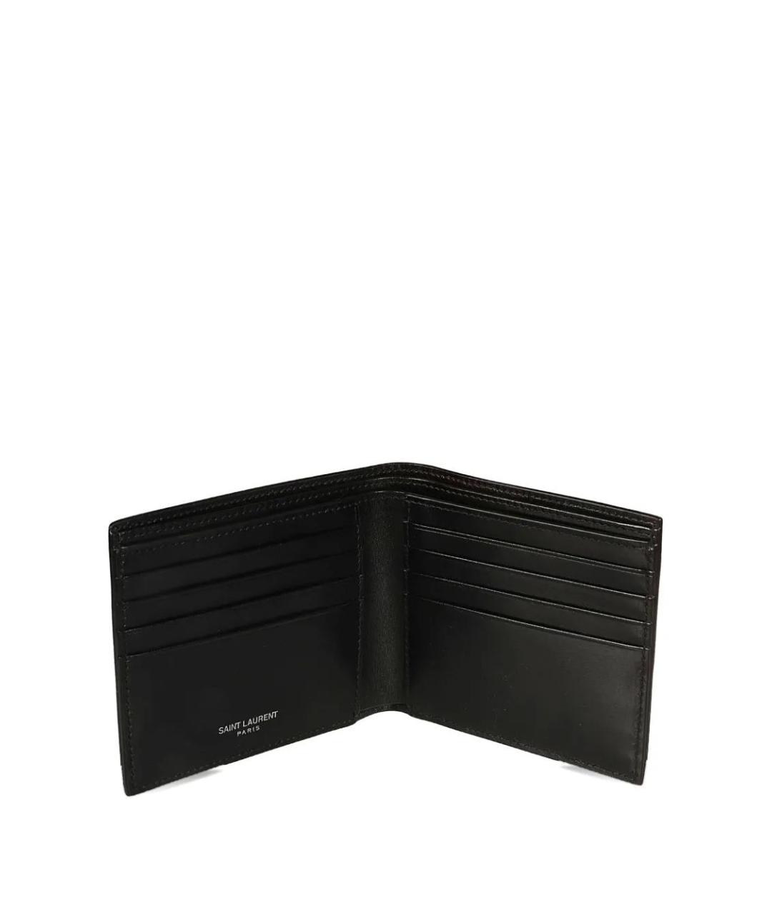 SAINT LAURENT Черный кожаный кошелек, фото 3