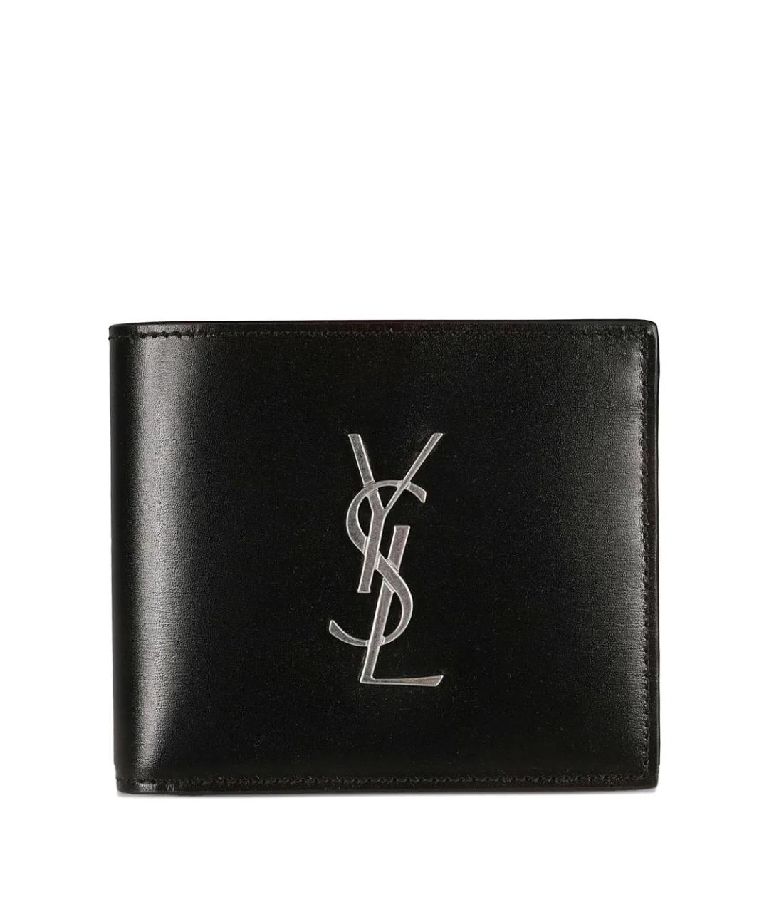 SAINT LAURENT Черный кожаный кошелек, фото 1