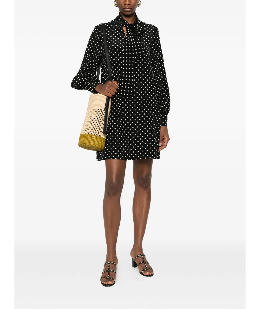 VALENTINO Черное шелковое коктейльное платье, фото 2