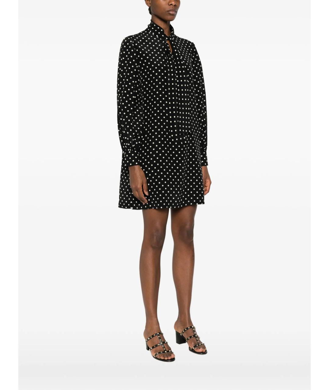 VALENTINO Черное шелковое коктейльное платье, фото 3