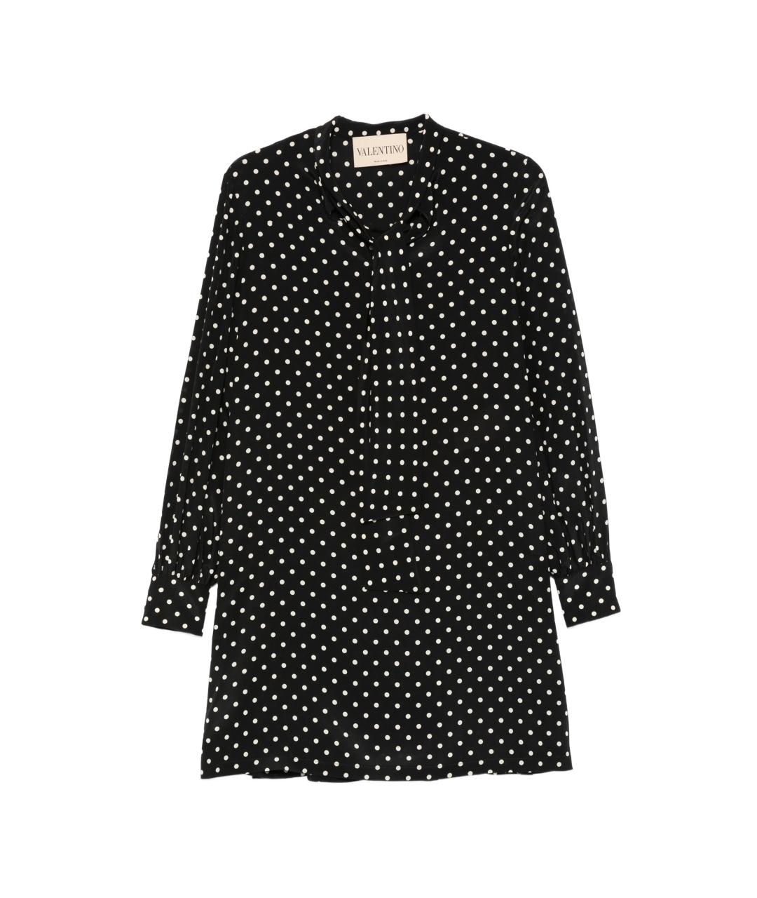 VALENTINO Черное шелковое коктейльное платье, фото 1