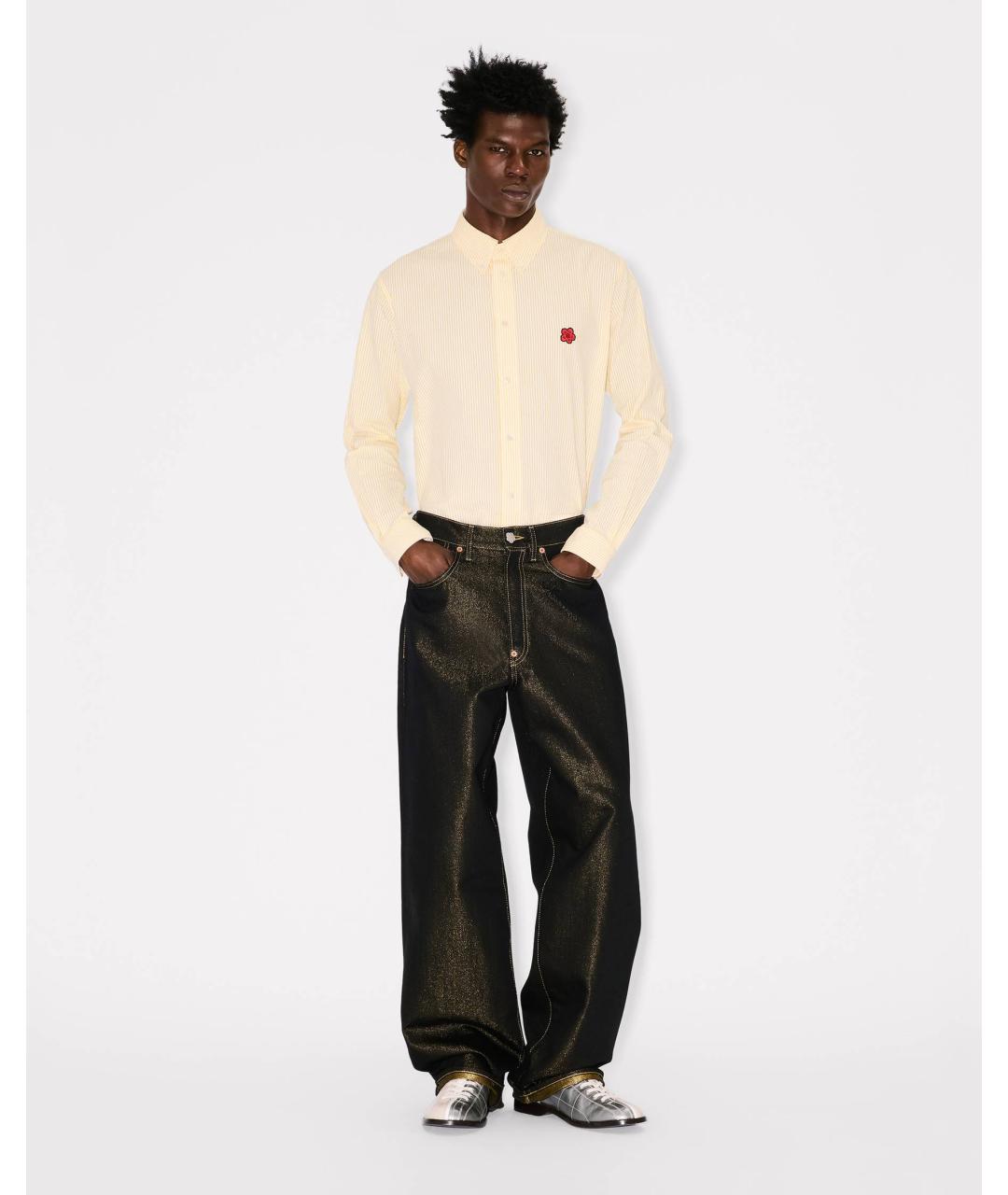 KENZO Желтая хлопковая кэжуал рубашка, фото 3