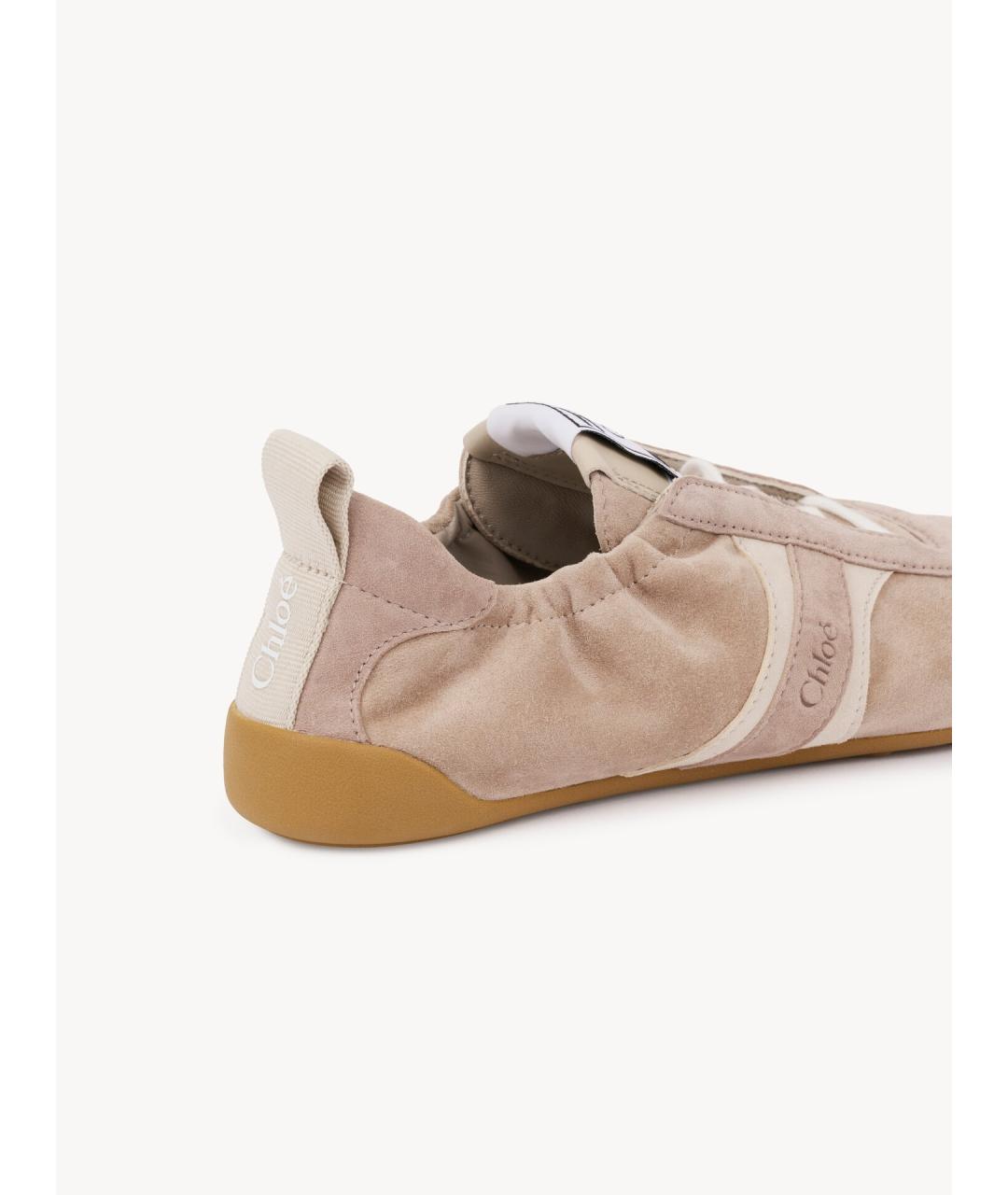 CHLOE Бежевые кожаные кроссовки, фото 5