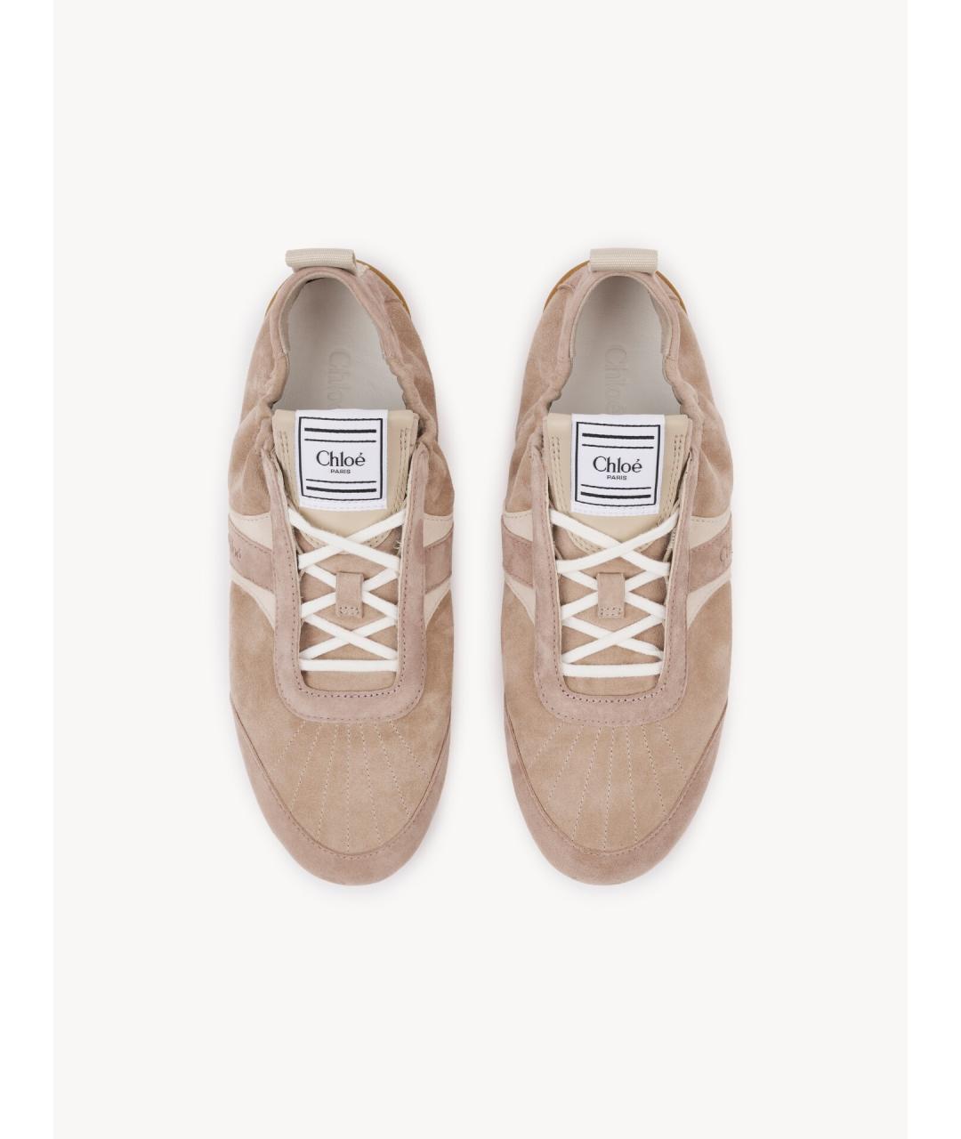 CHLOE Бежевые кожаные кроссовки, фото 4