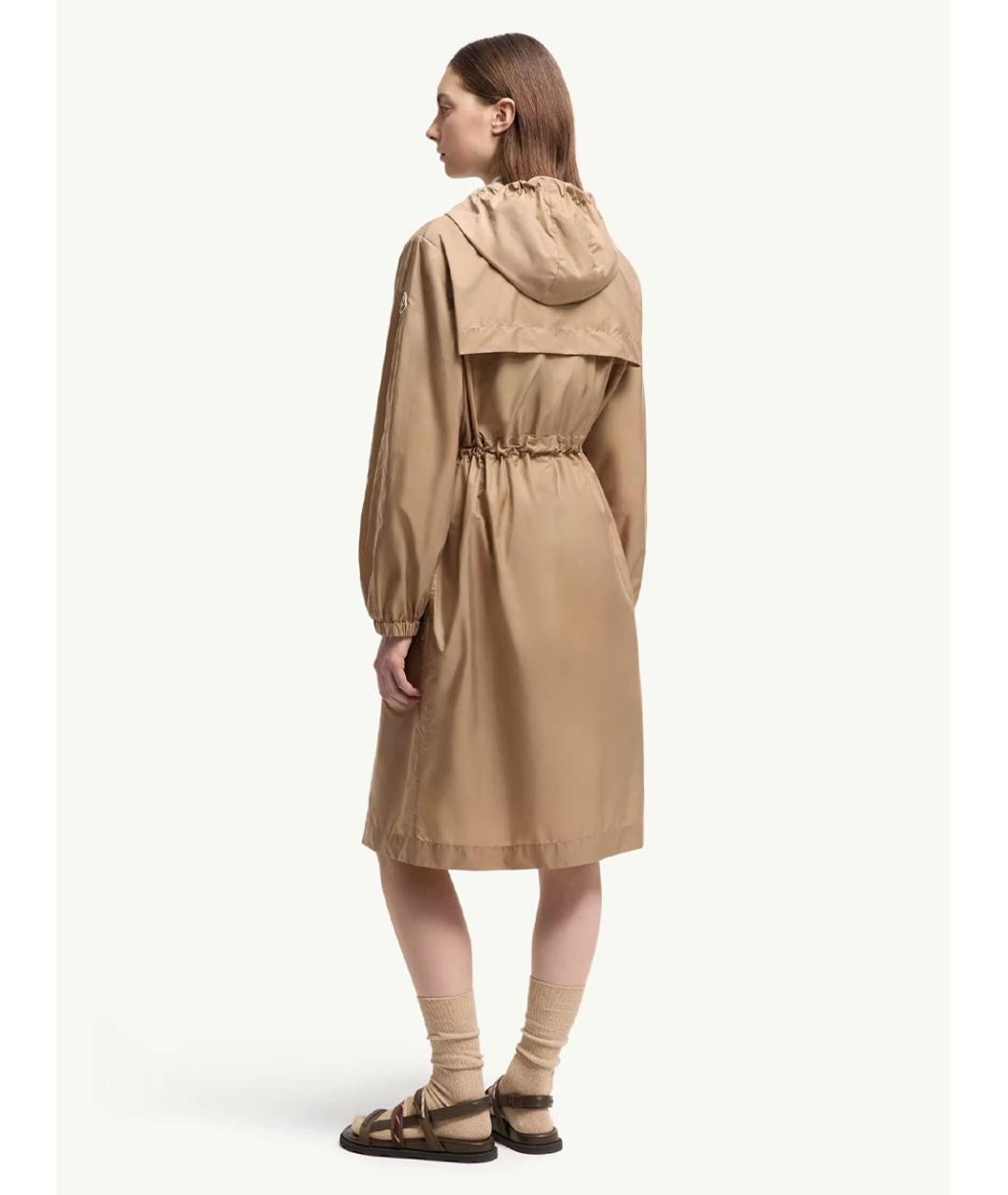 MONCLER Бежевый полиамидовый тренч/плащ, фото 3