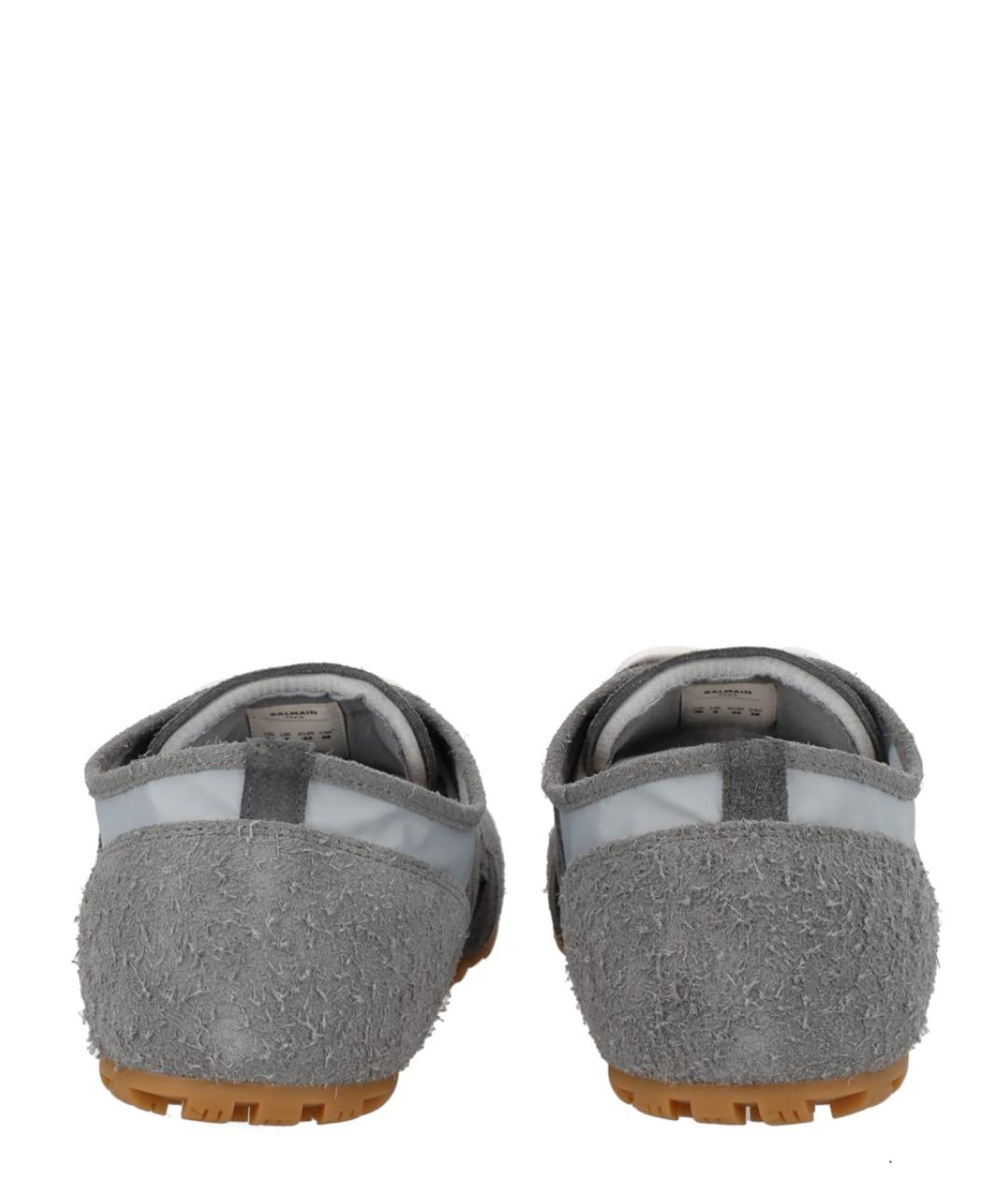 BALMAIN Серые кожаные низкие кроссовки / кеды, фото 4