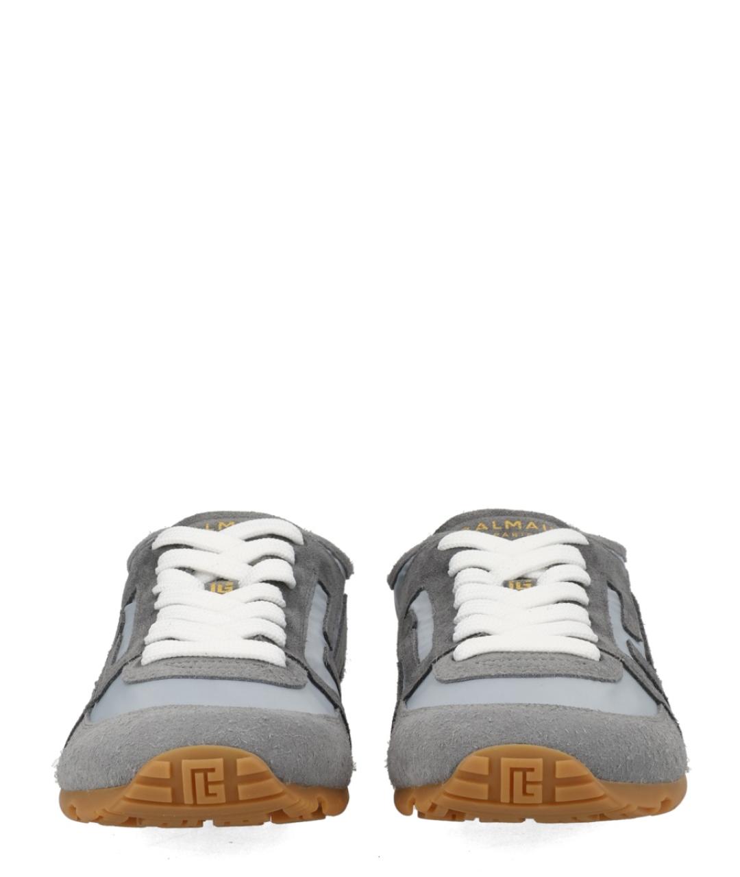 BALMAIN Серые кожаные низкие кроссовки / кеды, фото 3