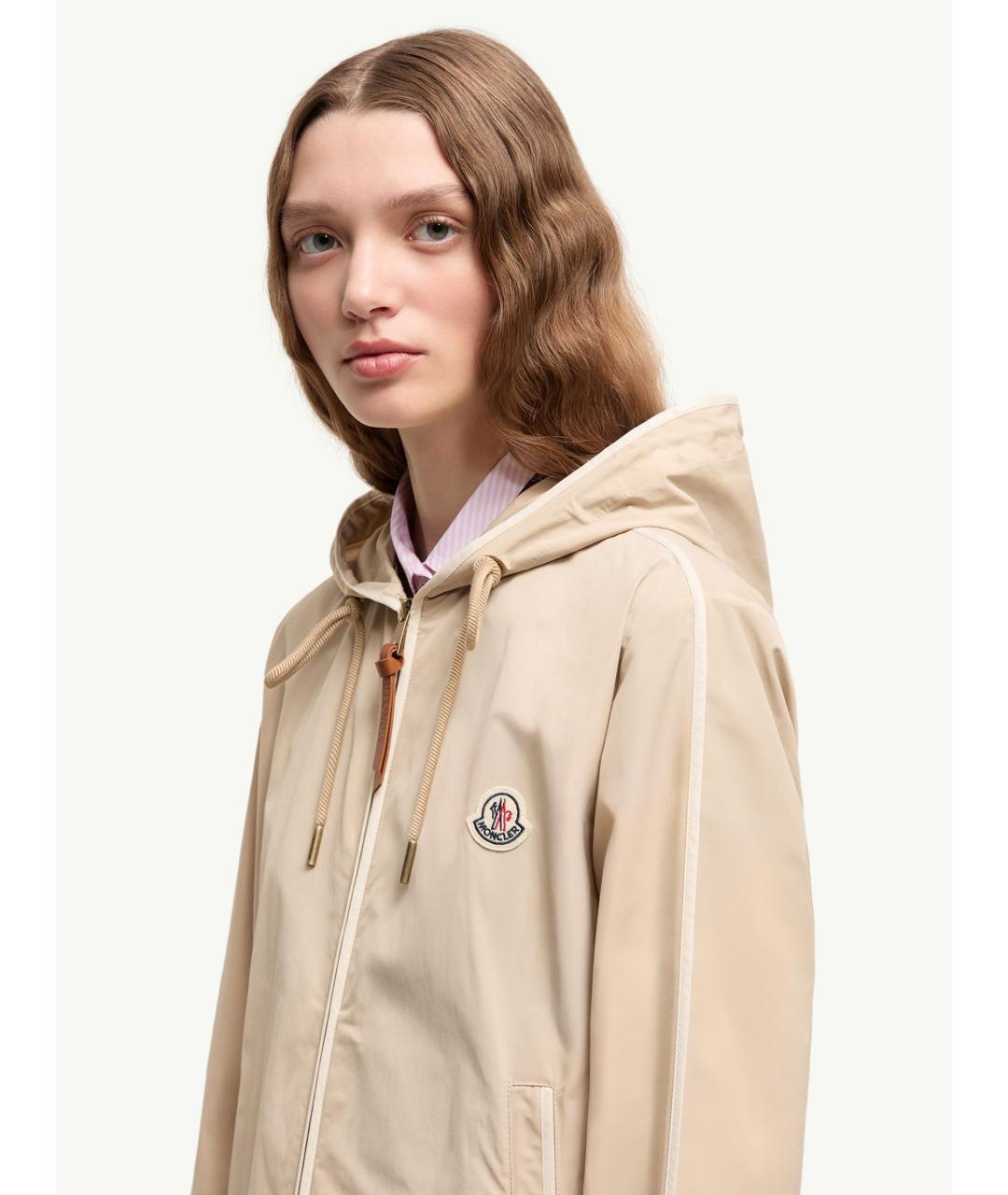 MONCLER Бежевая полиэстеровая куртка, фото 3