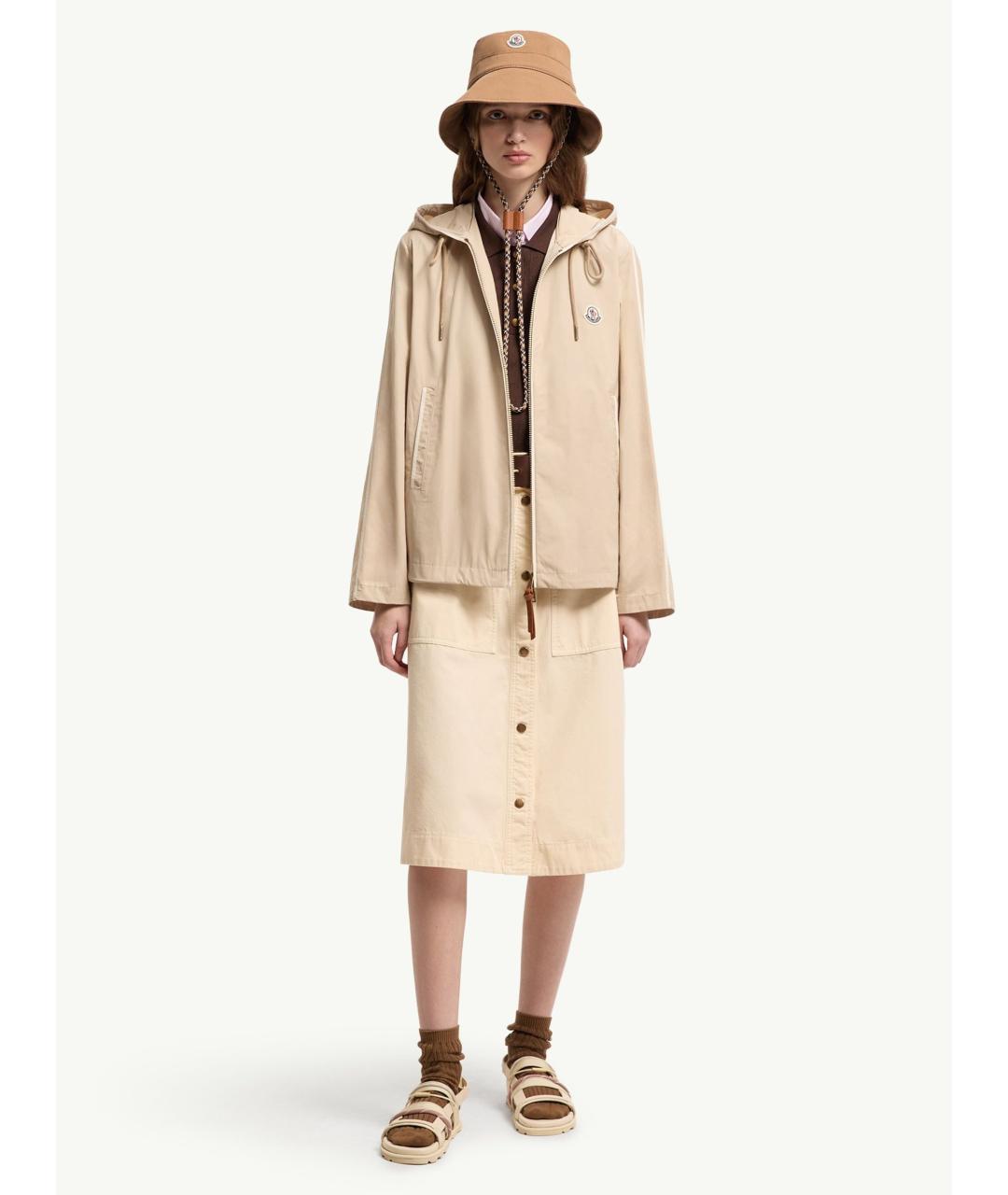MONCLER Бежевая полиэстеровая куртка, фото 2