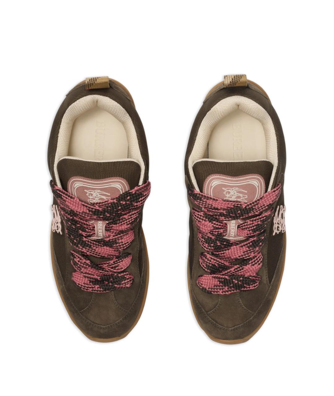 BURBERRY Коричневые замшевые низкие кроссовки / кеды, фото 4