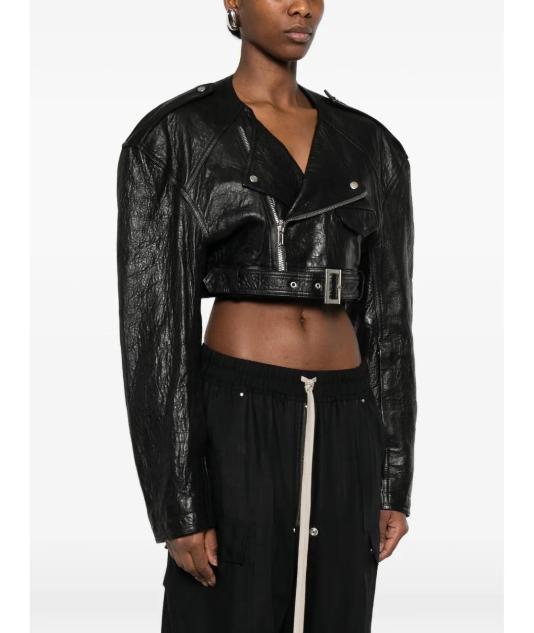 RICK OWENS Черная кожаная куртка, фото 3