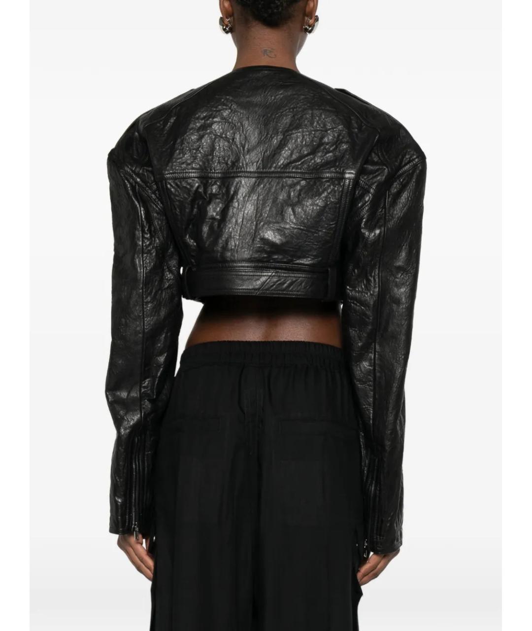 RICK OWENS Черная кожаная куртка, фото 4