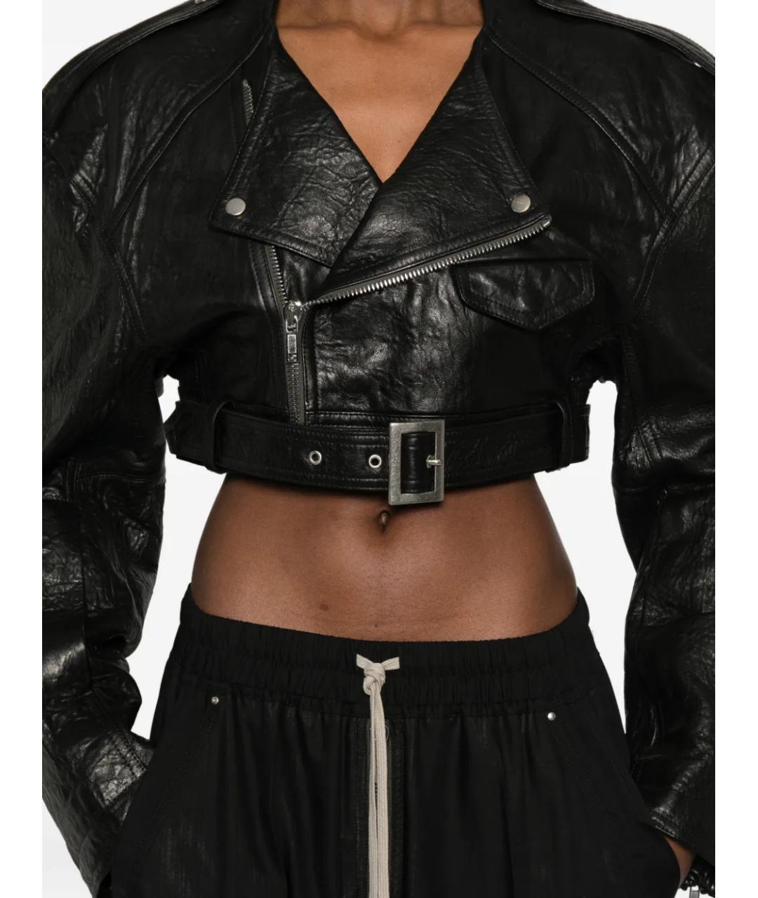 RICK OWENS Черная кожаная куртка, фото 5