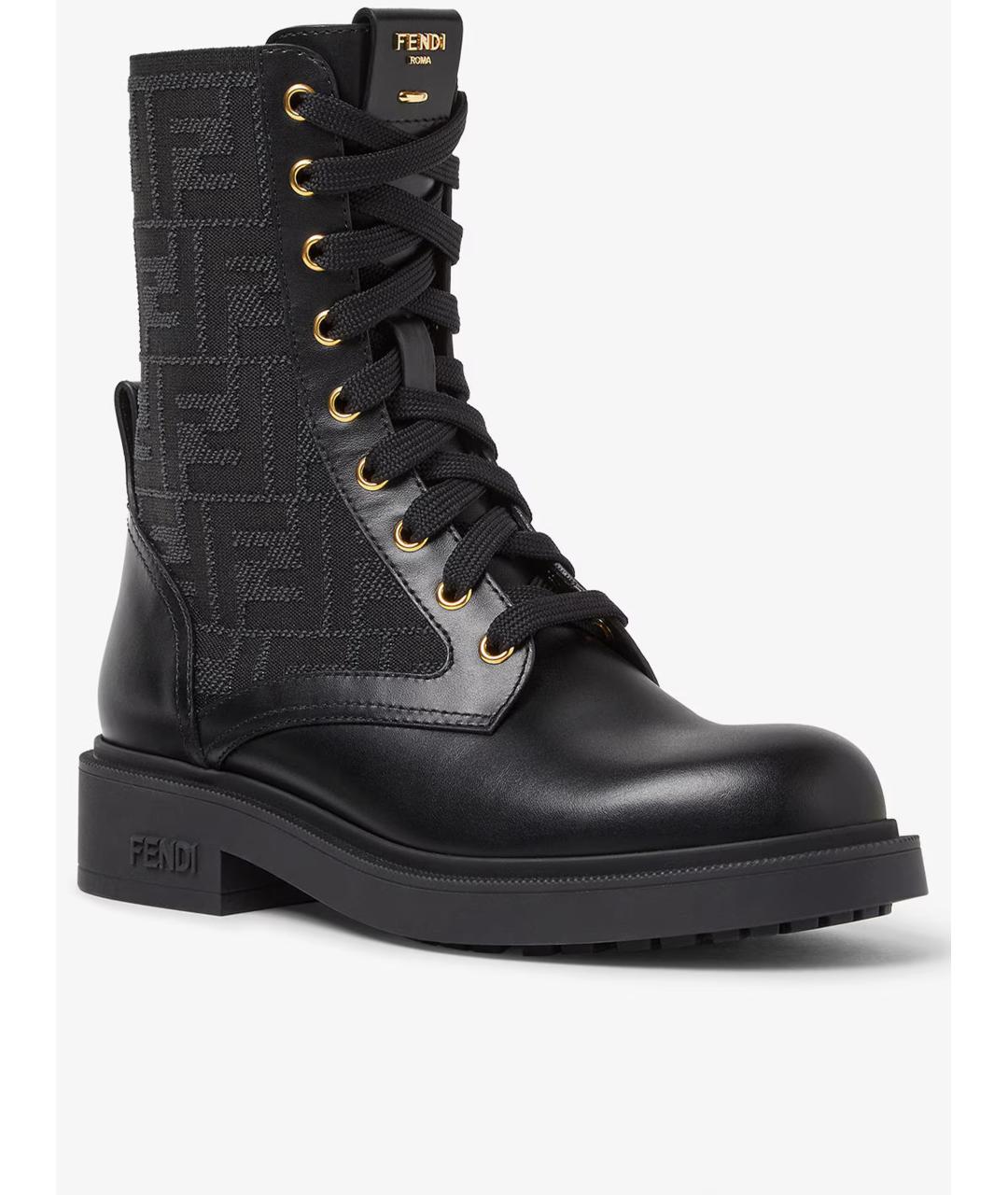 FENDI Черные кожаные ботинки, фото 3