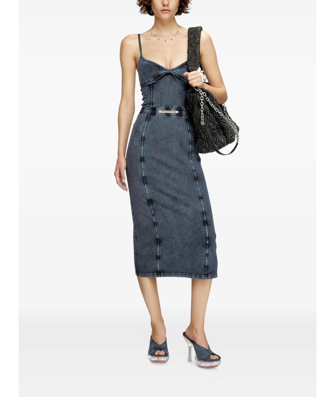 DIESEL Синее хлопковое повседневное платье, фото 2