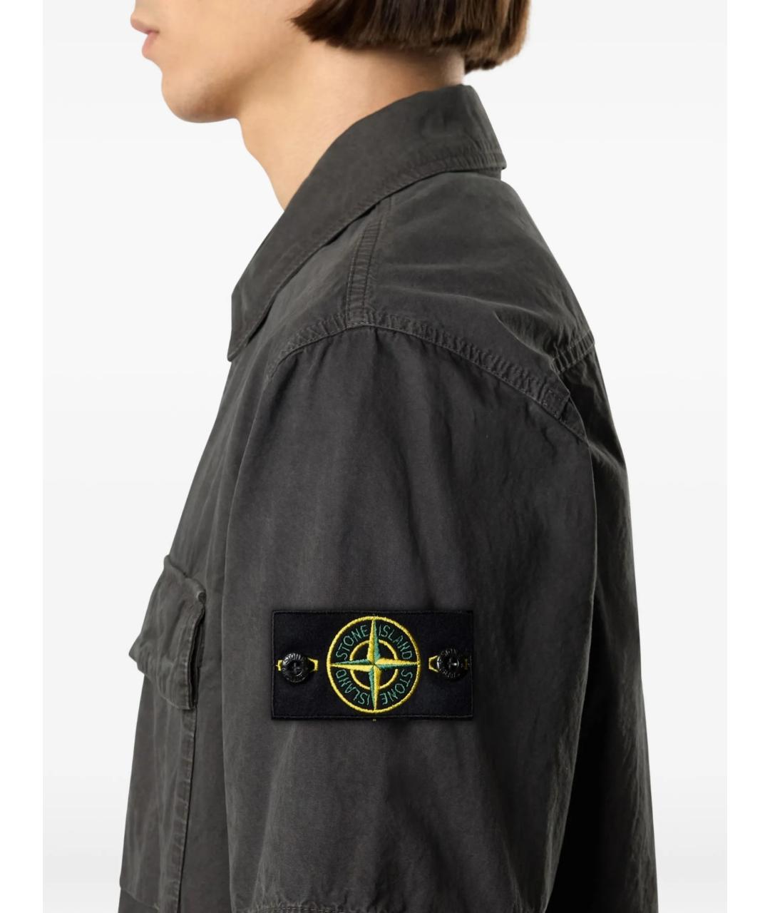 STONE ISLAND Серая хлопковая кэжуал рубашка, фото 4