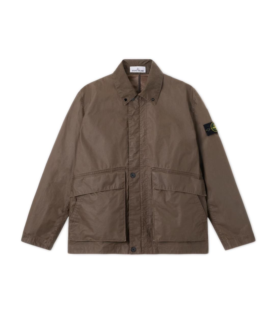 STONE ISLAND Коричневая полиэстеровая куртка, фото 1