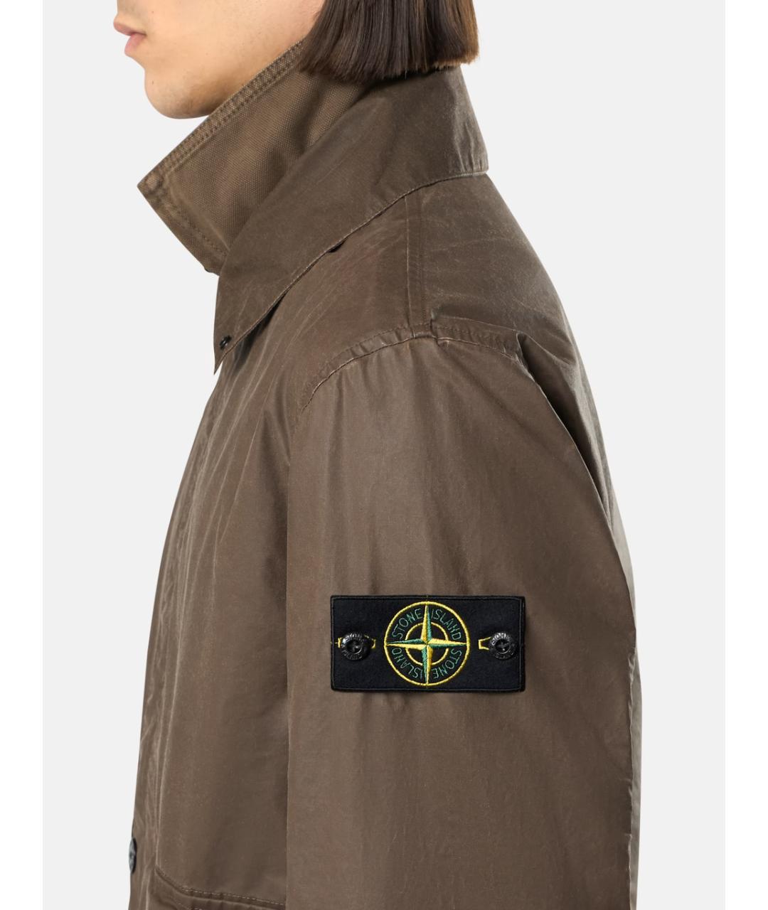 STONE ISLAND Коричневая полиэстеровая куртка, фото 3