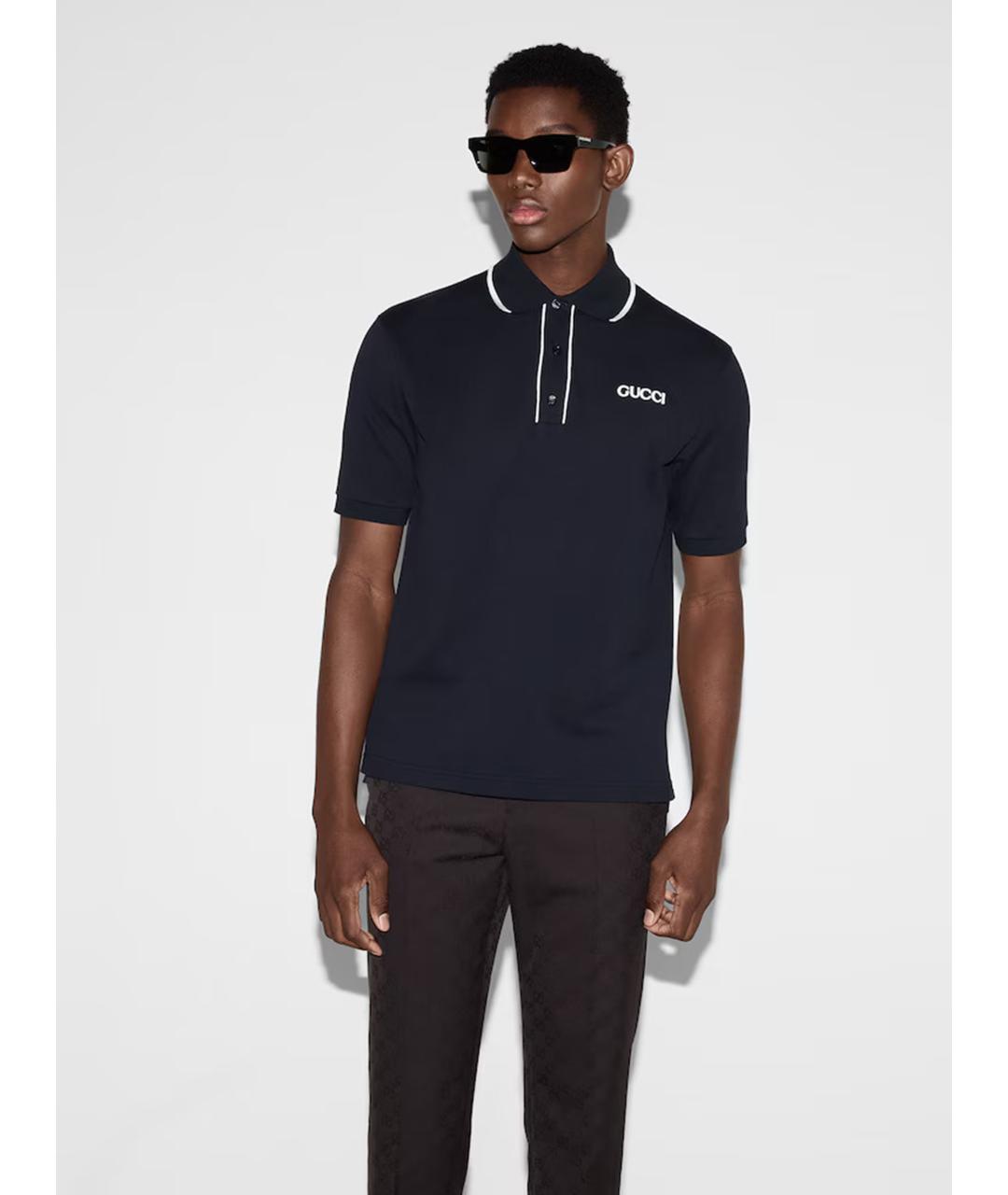 GUCCI Синяя хлопковая футболка, фото 3