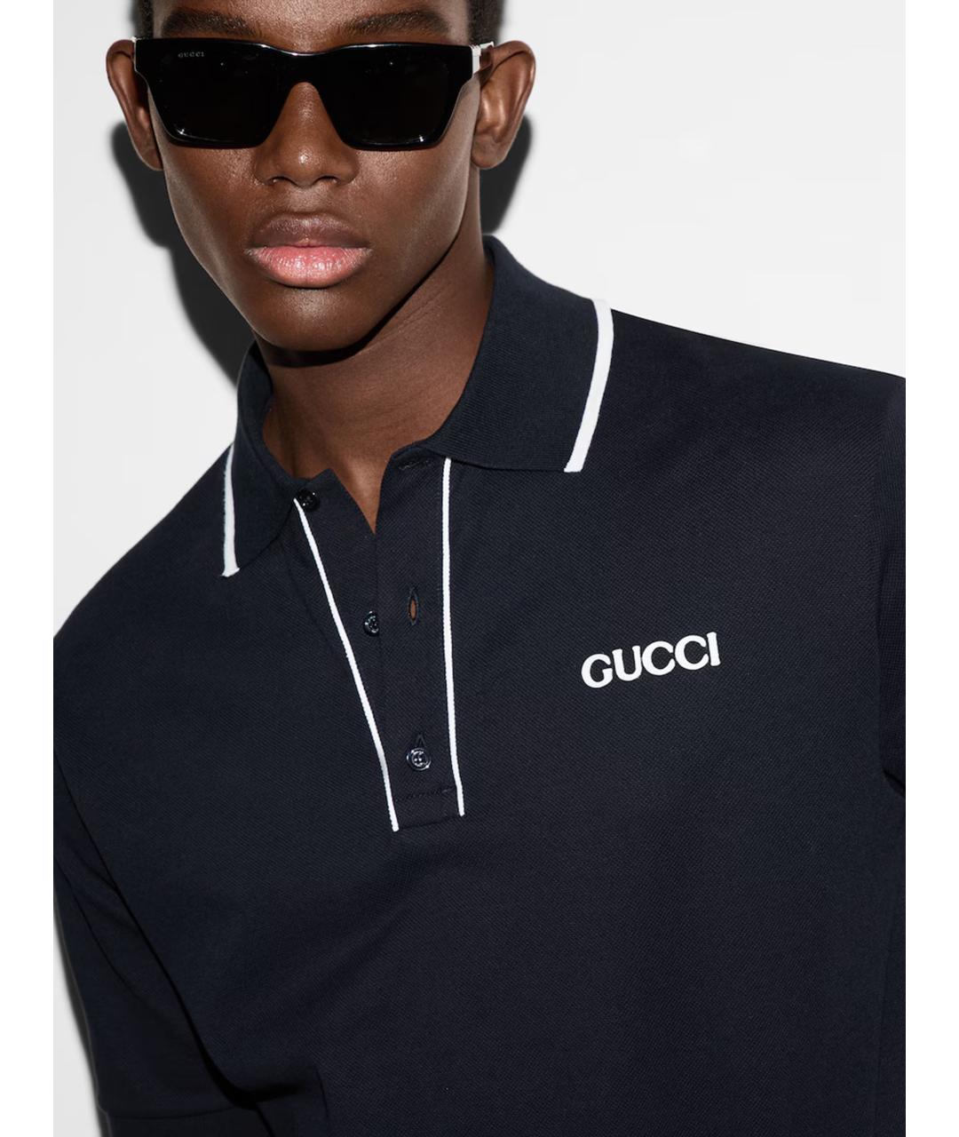 GUCCI Синяя хлопковая футболка, фото 5