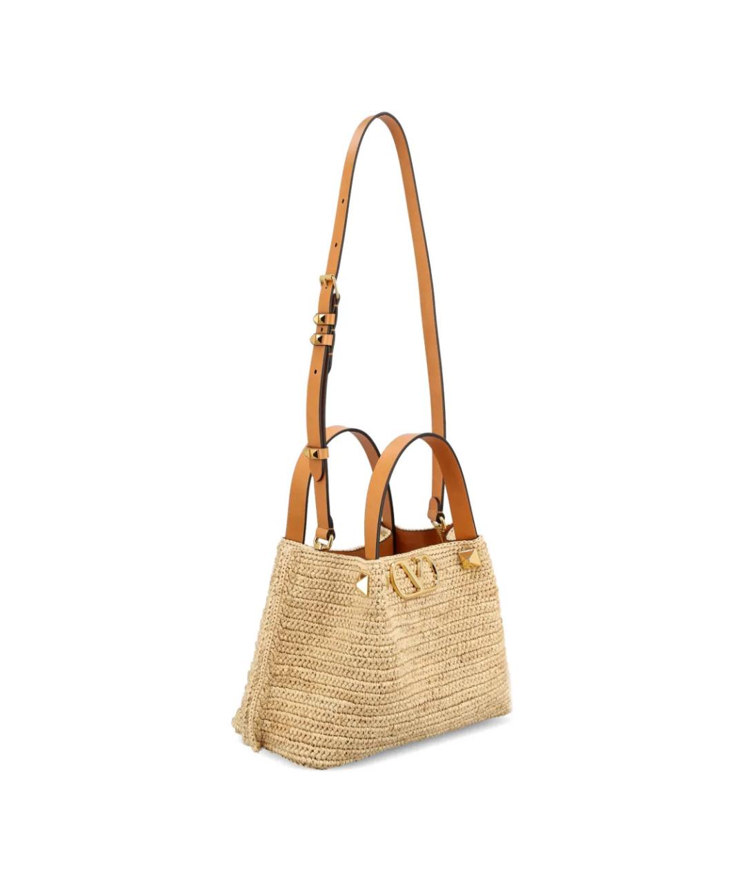 VALENTINO Бежевая пелетеная сумка тоут, фото 2