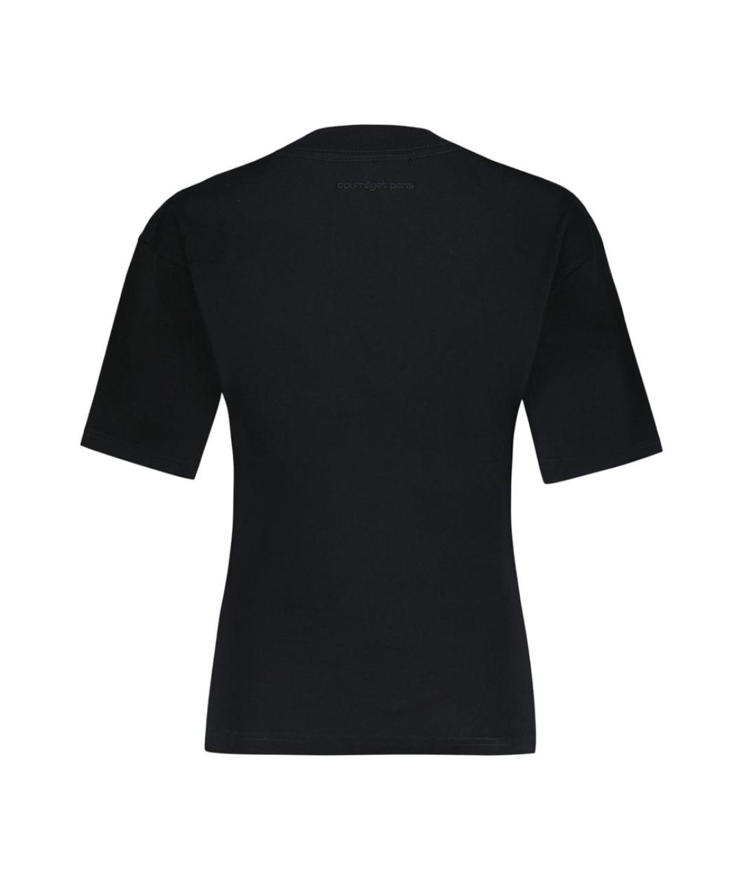 COURREGES Черная хлопковая футболка, фото 2