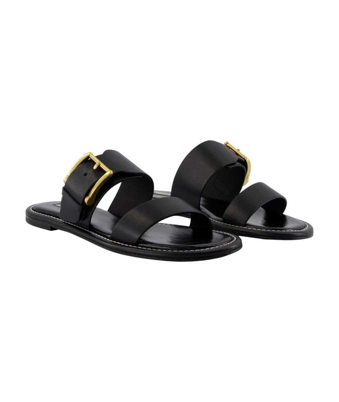 Ami Paris Черные кожаные шлепанцы, фото 2