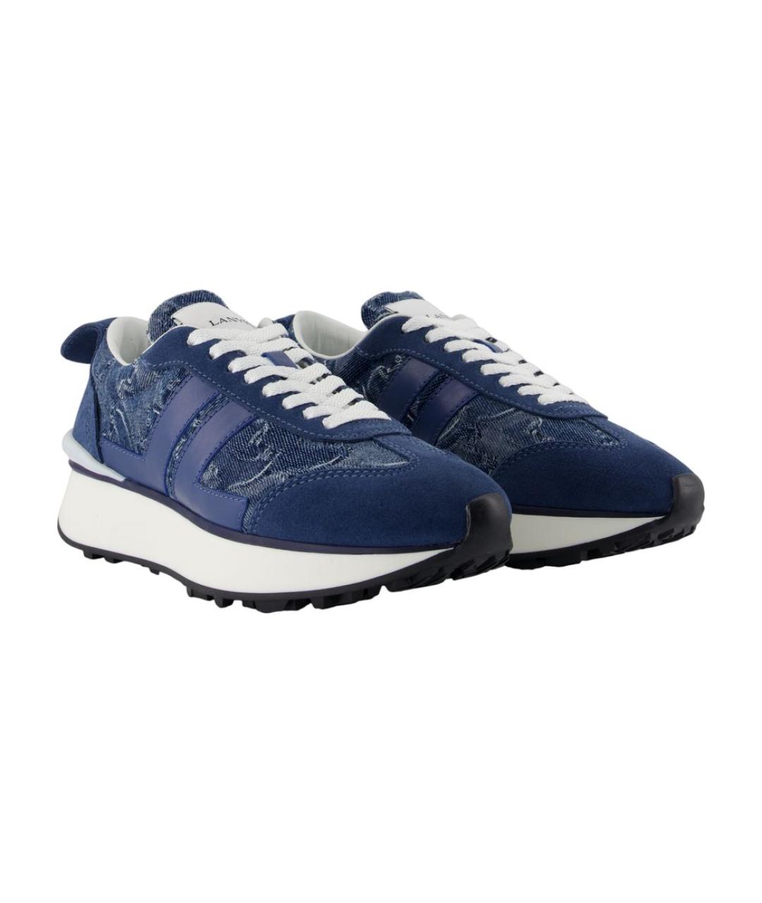 LANVIN Синие кожаные кроссовки, фото 2