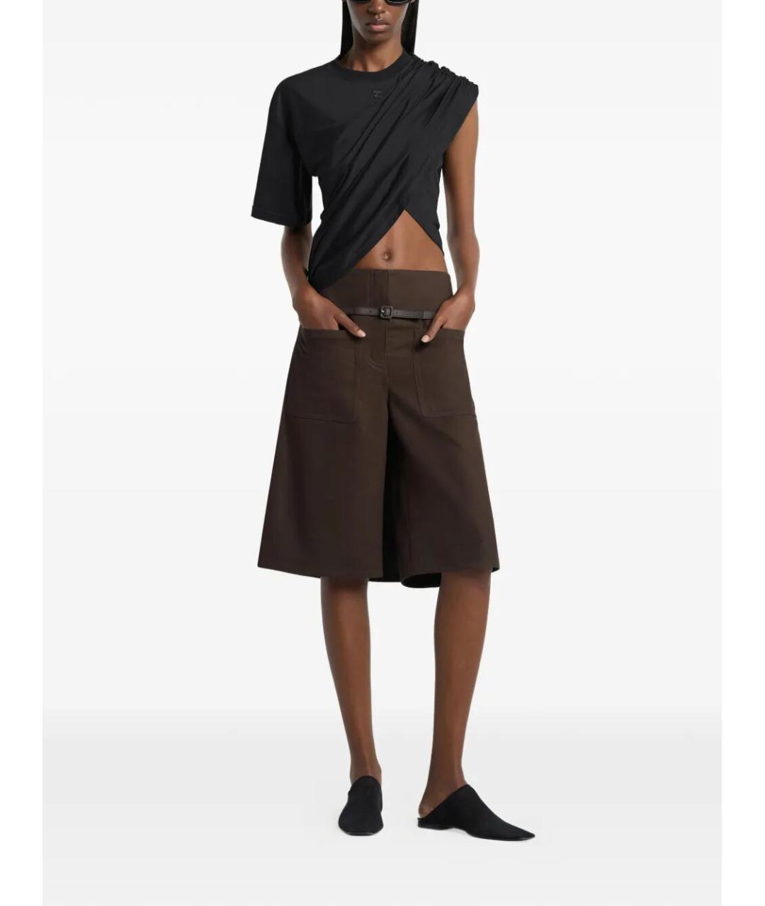 COURREGES Черная хлопковая футболка, фото 2